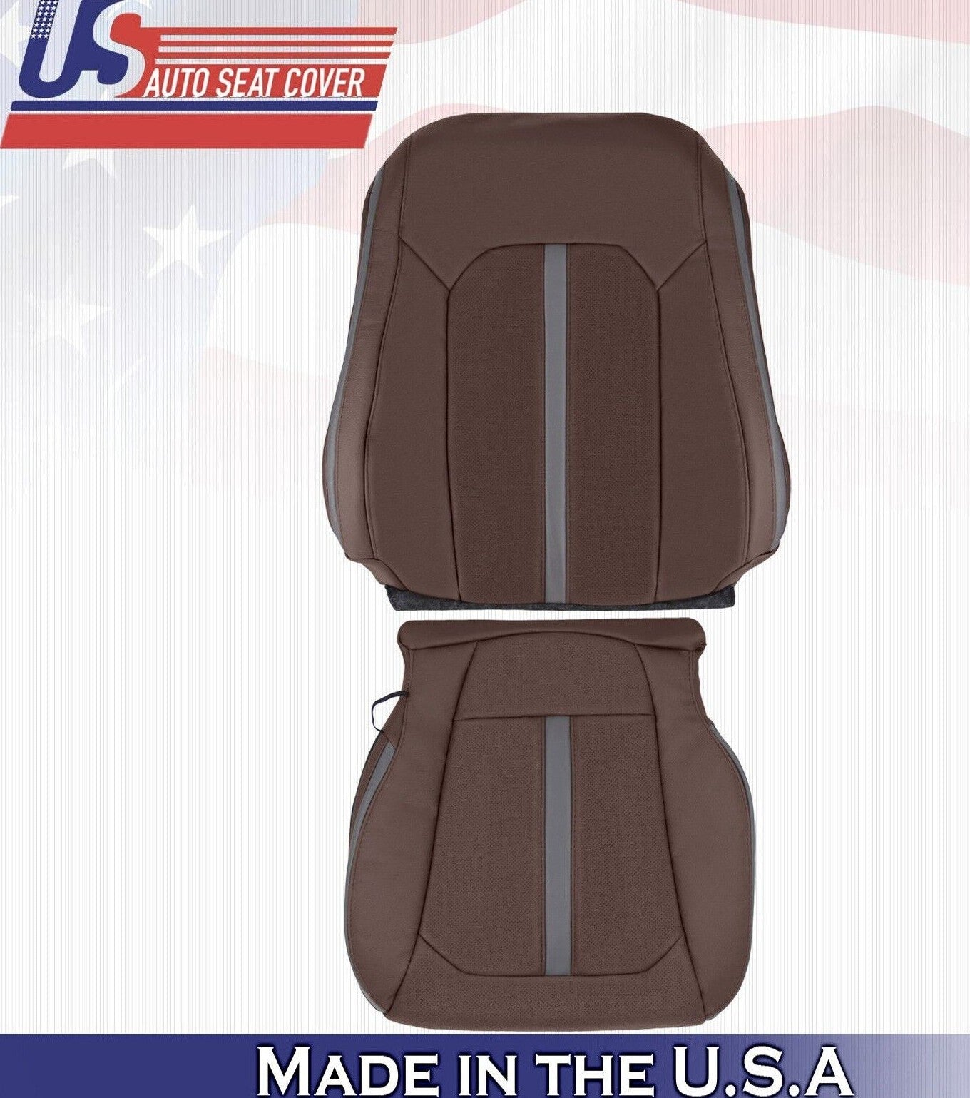 2020 For Ford F150 Platinum Driver top & Bottom Perf Leather Seat Covers Brown