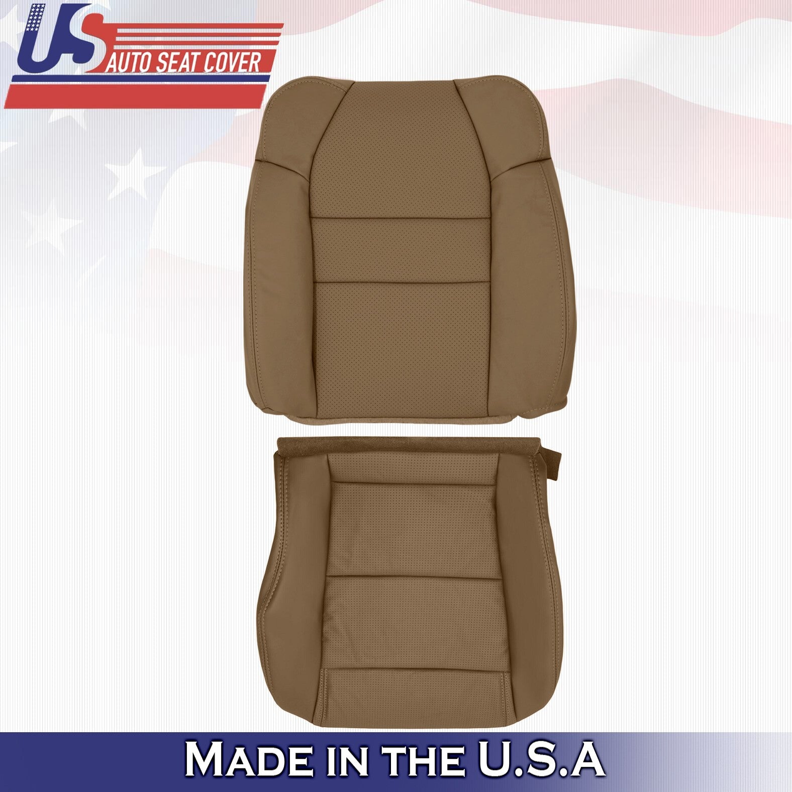 2001 2002 For Acura MDX Driver Top & Bottom Perforated Leather Seat Covers Tan