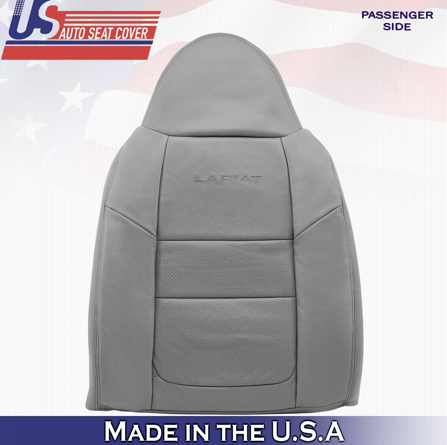 2001 For Ford F450 F550 Lariat Passenger Top Perforated Leather Seat Cover Gray