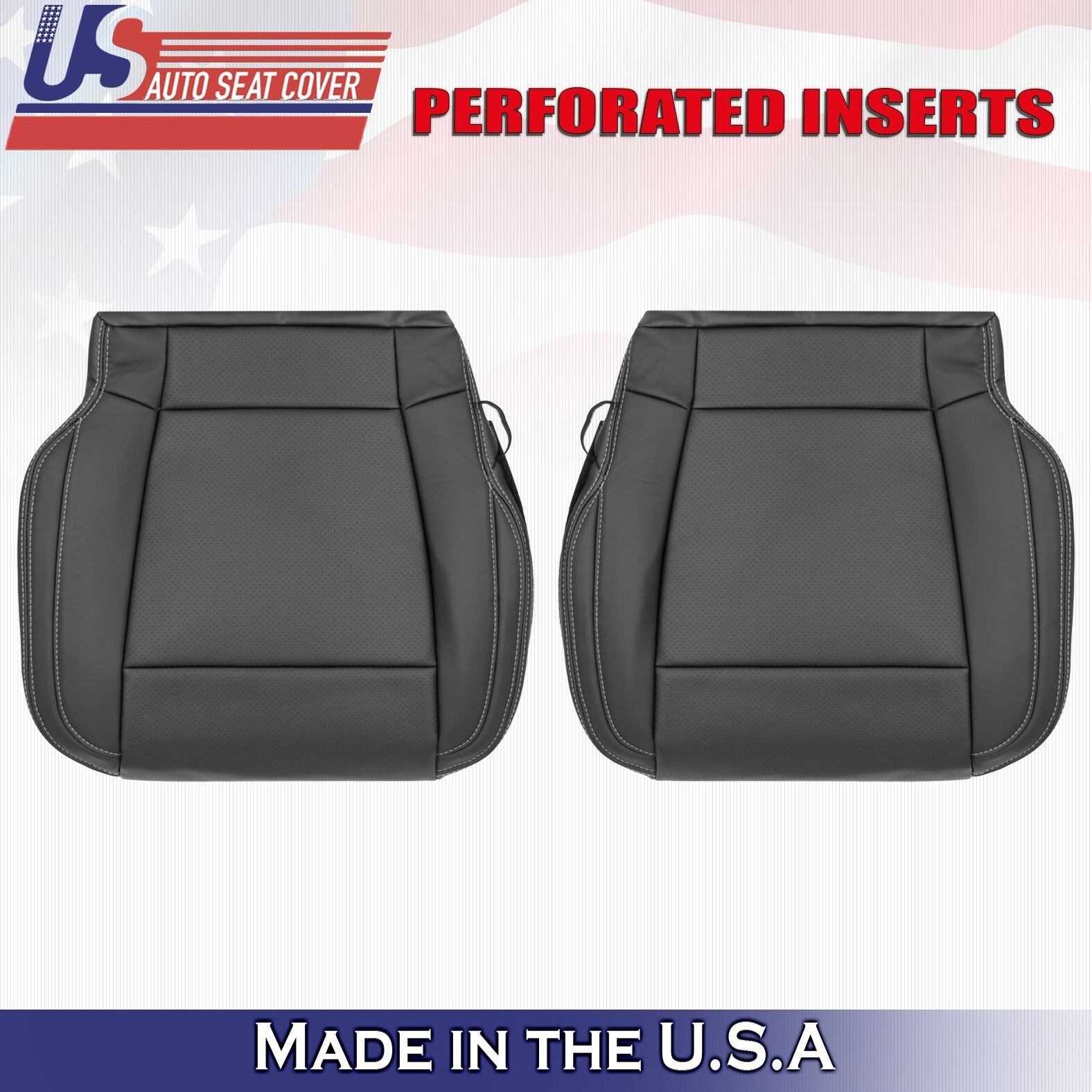 2015 to 2017 Fits Ford F150 Lariat Driver& Passenger Bottom Leather Covers Black