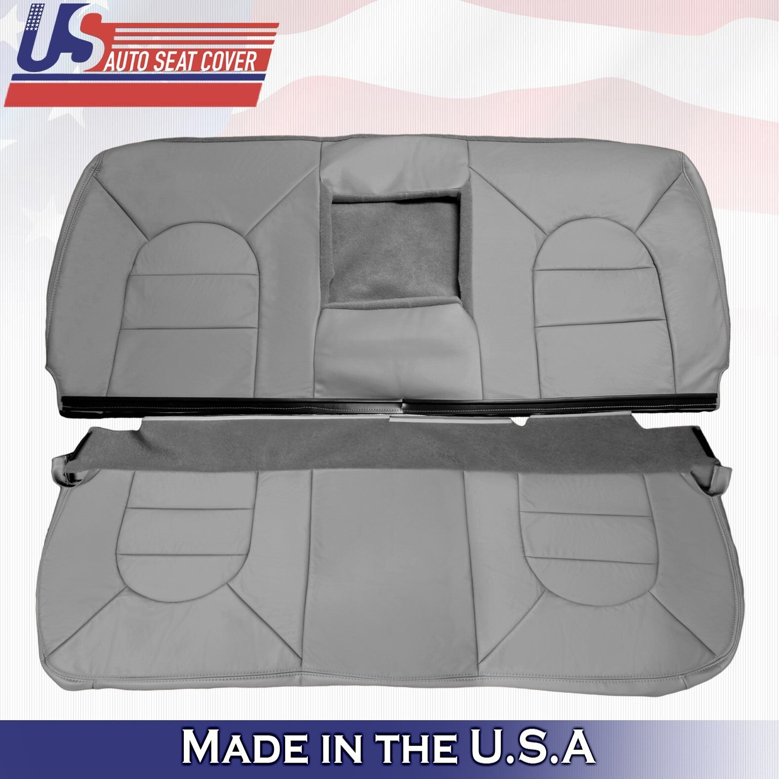 1999 For Ford F250 F350 Lariat Rear Bench Top & Bottom Leather Seat Covers Gray