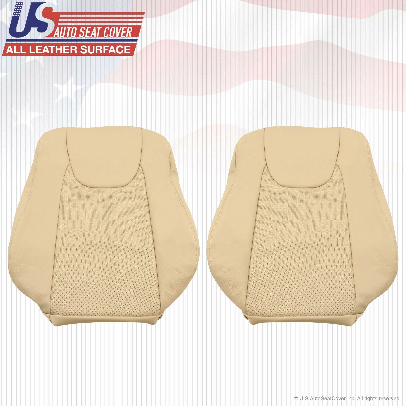 Driver & Passenger Front Set Leather Covers Tan 2010 to 2015 Fits Lexus RX350