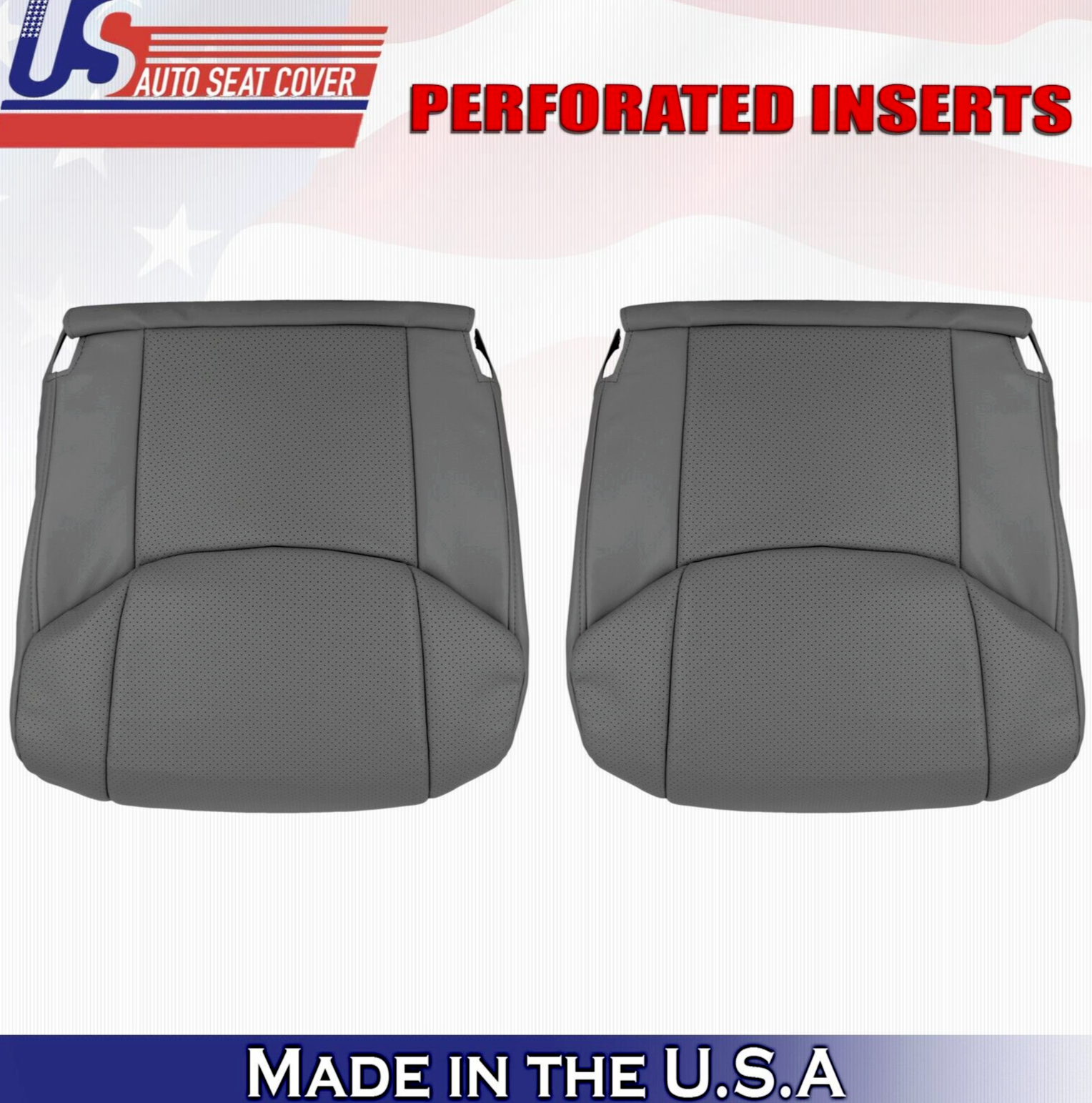 2010 For Toyota Avalon Driver & Passenger 2x Bottom Perf Leather Covers Graphite