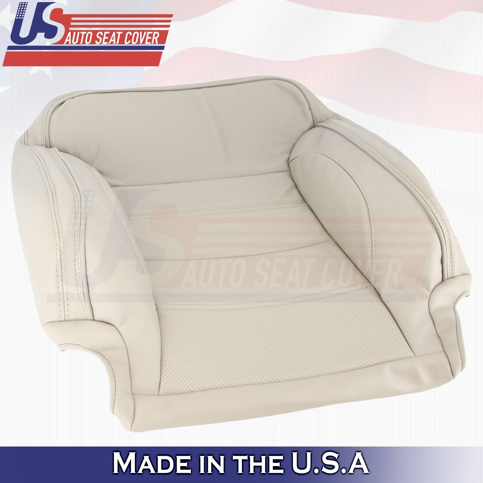 2014 to 2019 For GMC Yukon Denali Front Set 2 Top & 2 Bottom Leather Covers Tan