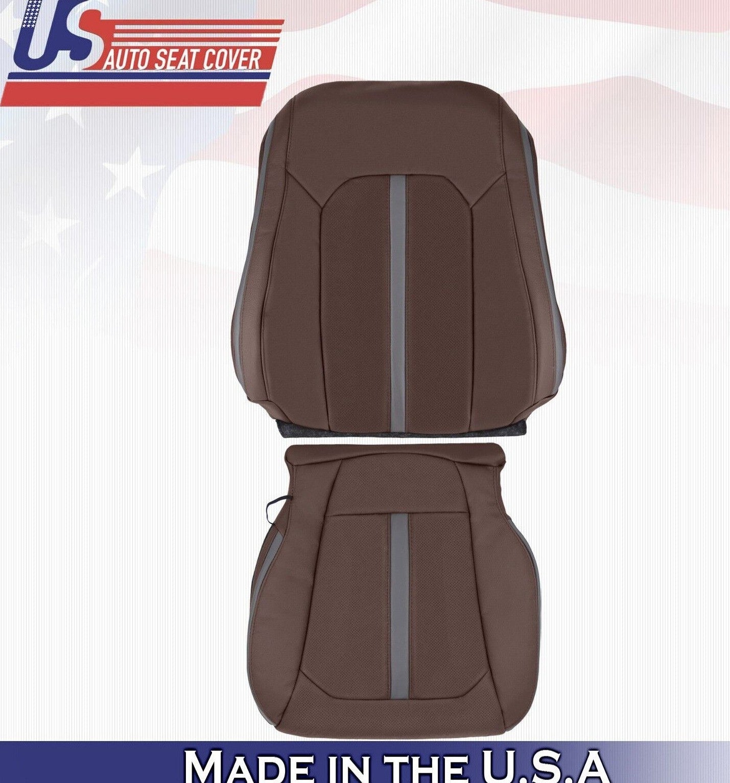 2017 For Ford F150 Platinum Driver top & Bottom Perf Leather Seat Covers Brown