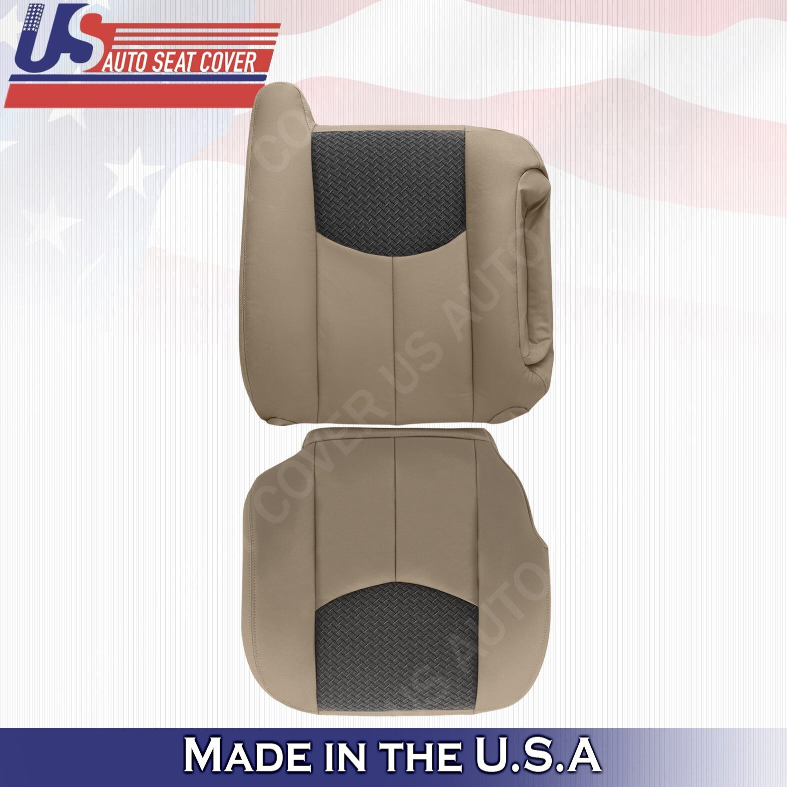 2003- 2006 FOR Chevy Avalanche Passenger Bottom & Top Leather/Cloth Covers Tan
