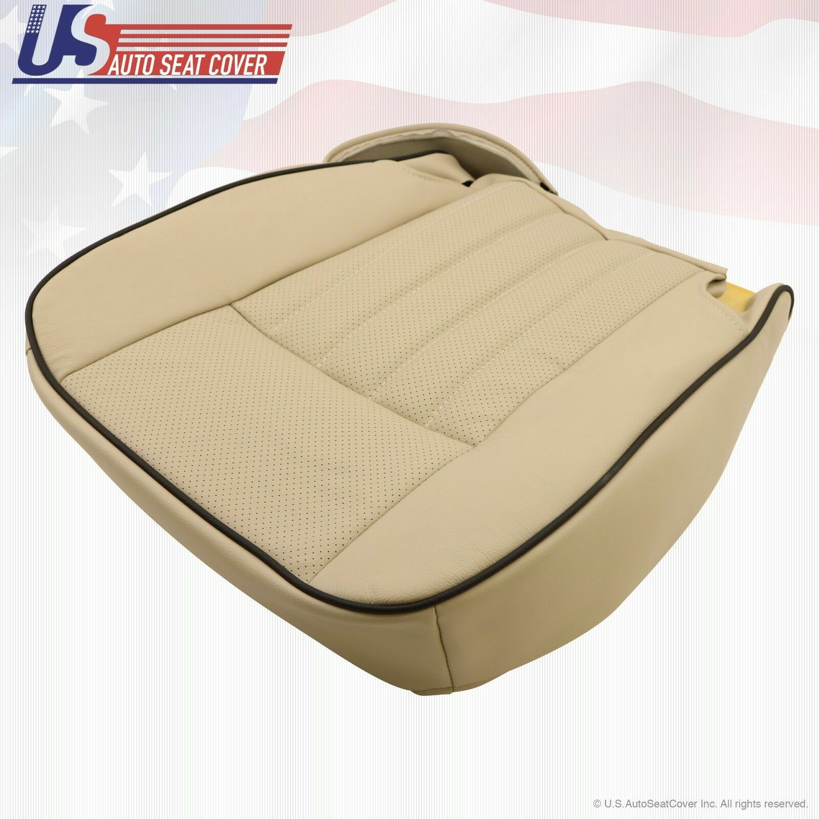 2006 Lincoln Navigator Passenger Bottom Perforated Leather Seat Cover Camel Tan