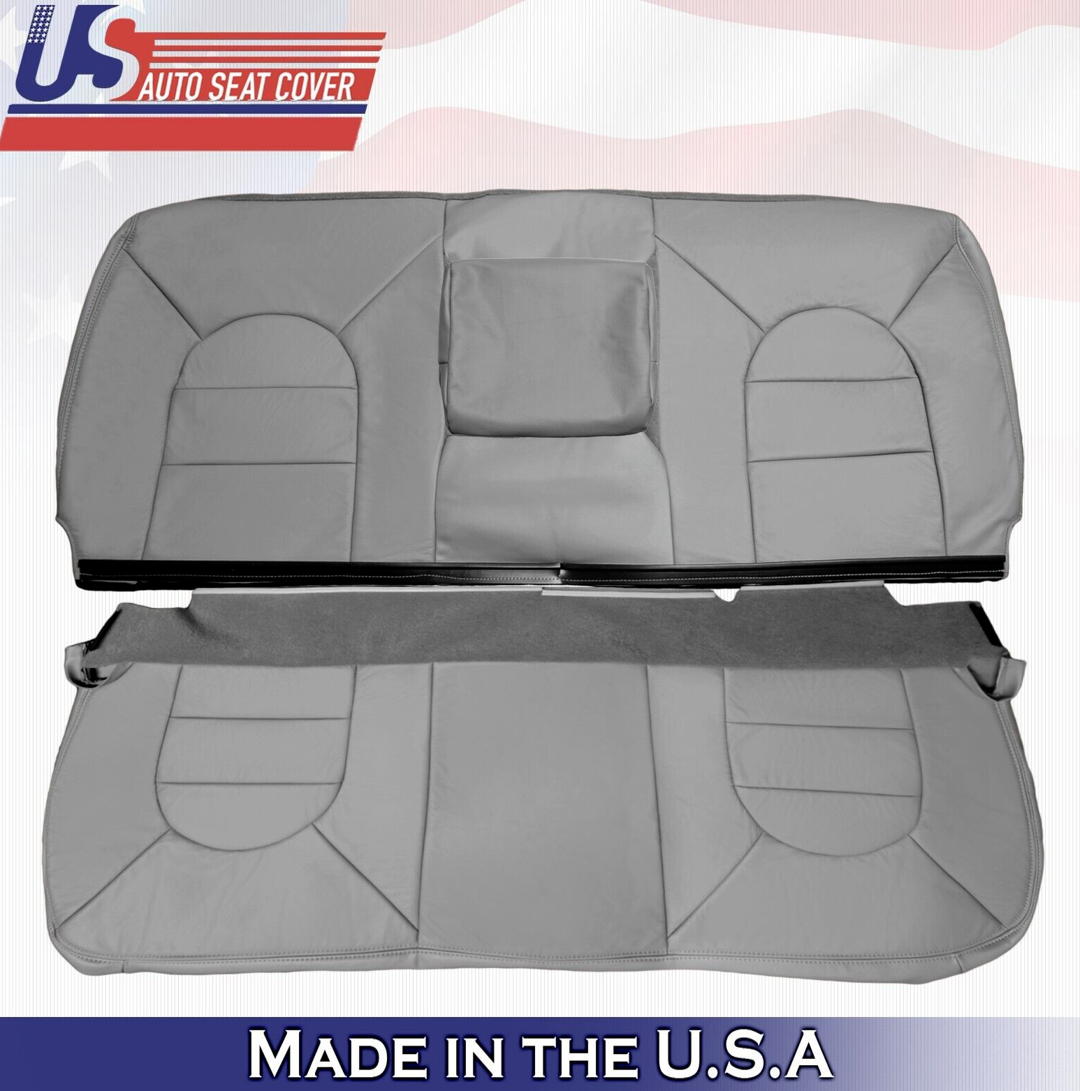 2000 For Ford F450 F550 Lariat Rear Bench Top & Bottom Leather Seat Covers Gray