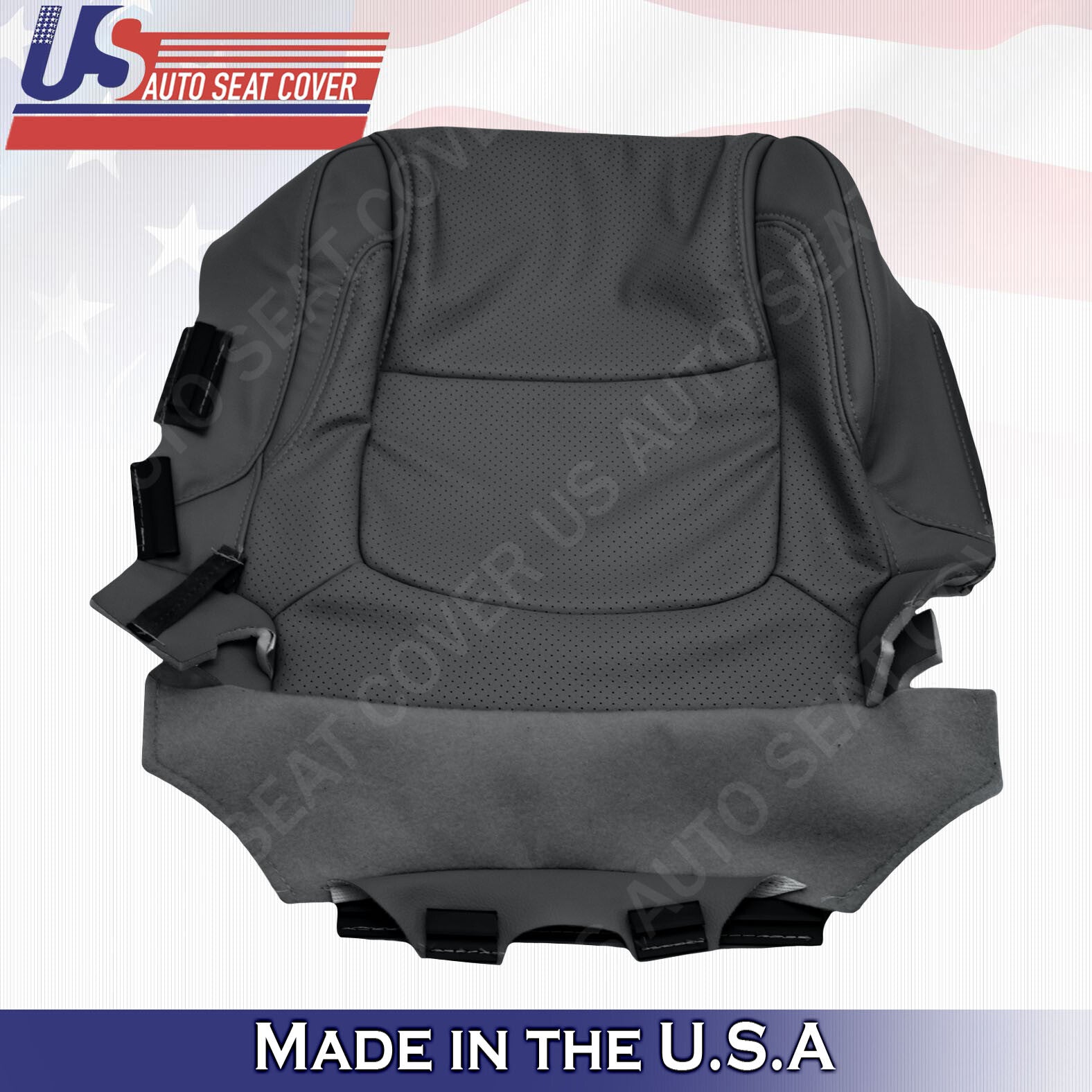 Front DRIVER Bottom Leather Perf. Seat Cover Black 2011 to 2015 Ford Explorer