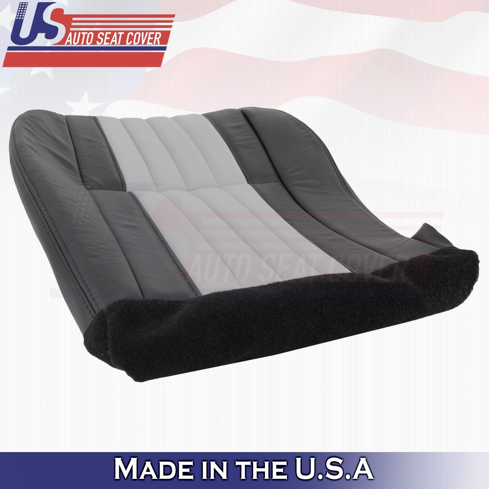 2003 For Ford F150 Harley Davidson Passenger Bottom Leather Seat Cover BLK/Gray
