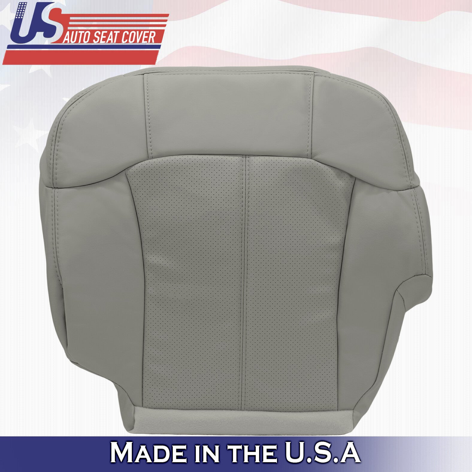 2002 For Cadillac Escalade 2 Top & 2 Bottom Perforated Leather Seat Covers Gray