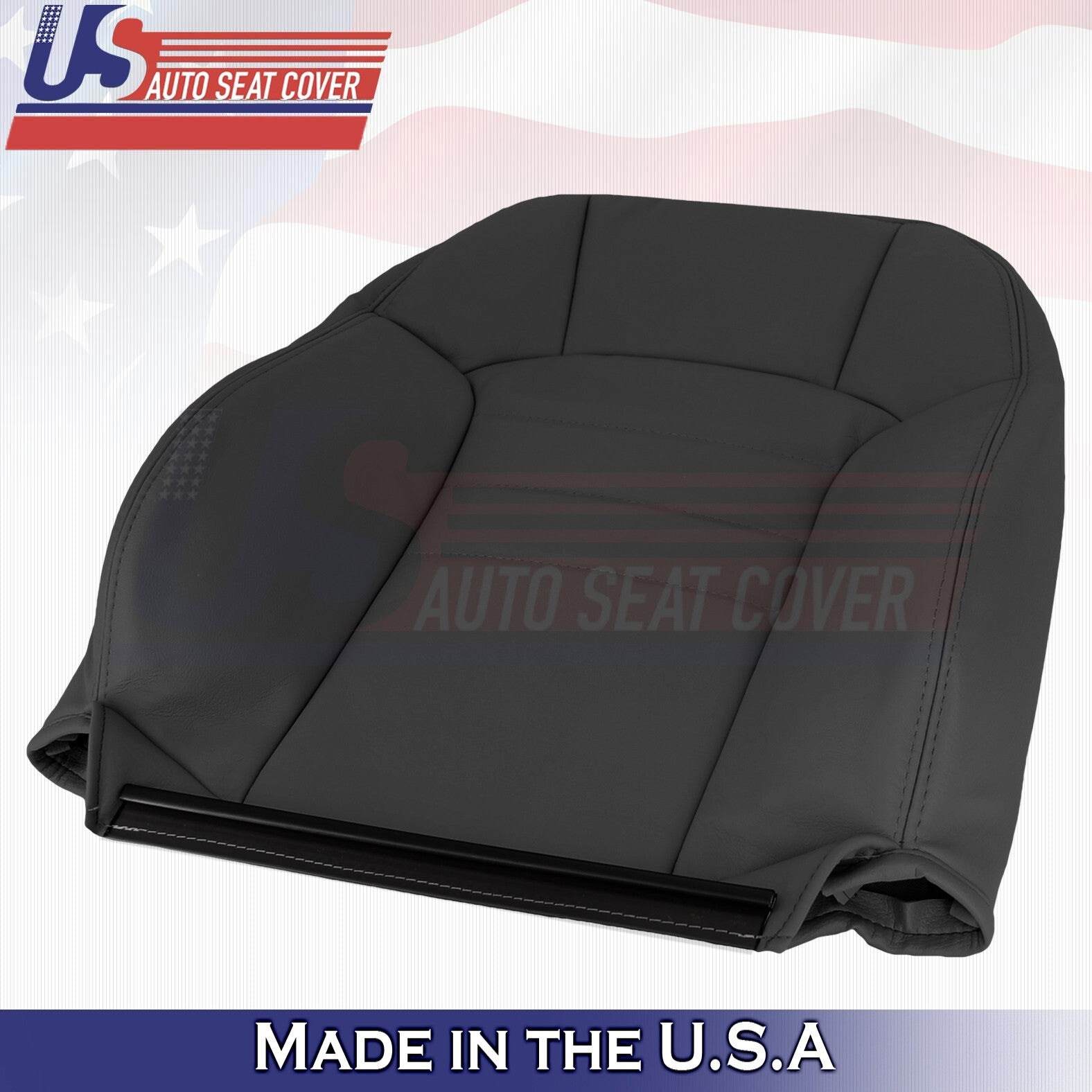 2002-2004 Fits Jeep Liberty Driver Bottom & Top Leather Seat Cover Dark Gray