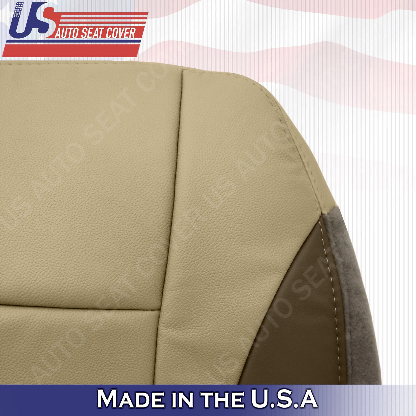 2002 - 2004 Chevy Trailblazer Front Driver Bottom Leather Seat Cover 2-Tone Tan