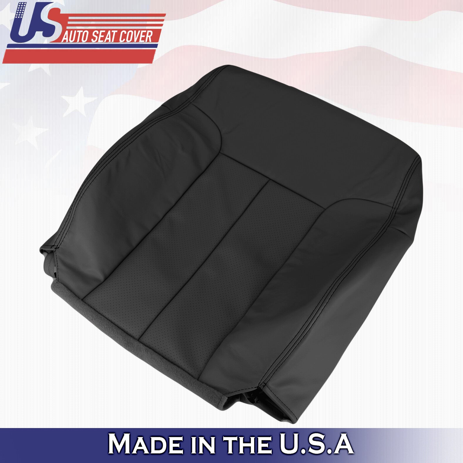 2014 For Ford F150 Passenger Top & Bottom Perforated Leather Seat Covers Black
