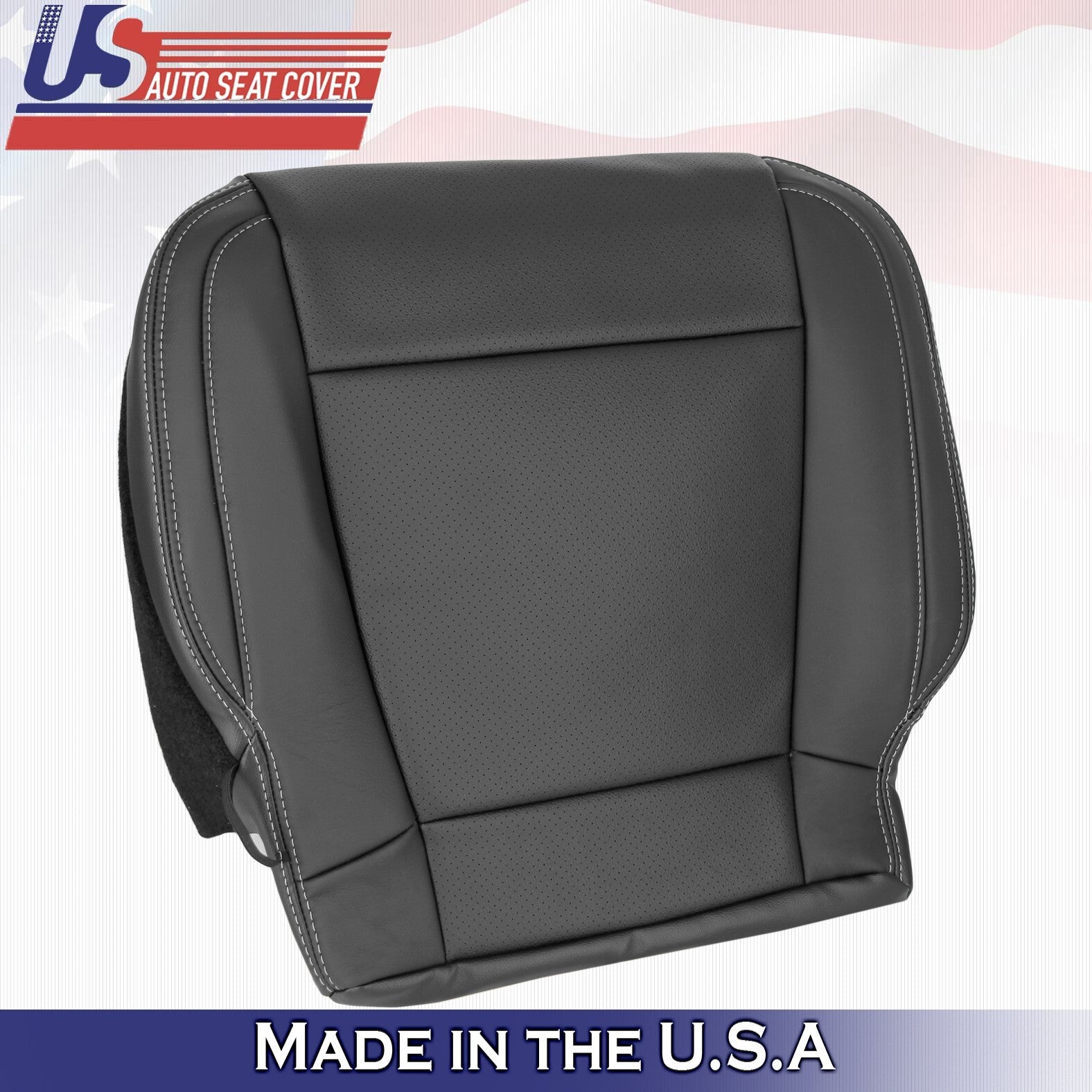 2016 For Ford F150 Lariat Driver & Passenger Bottom Perf Leather Seat Covers BLK