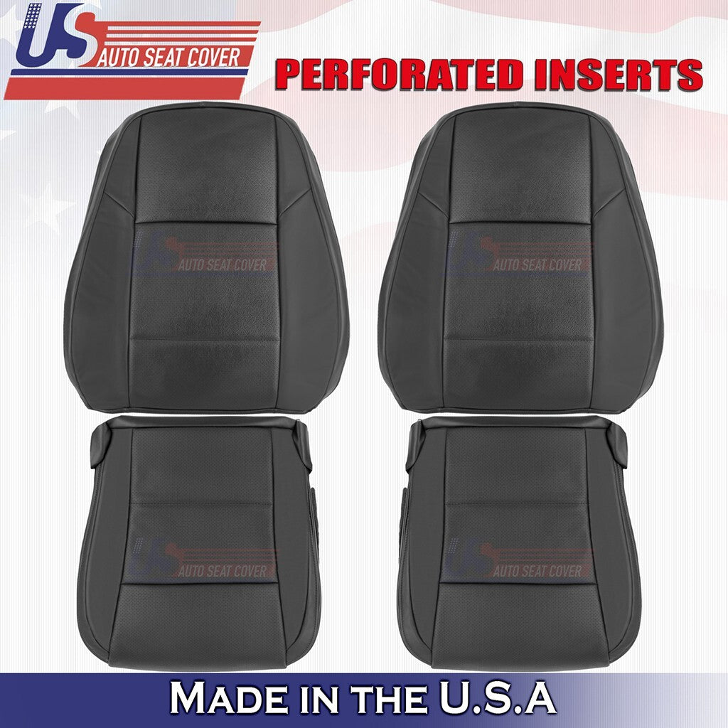 2013 to 2018 For Lexus ES350 Driver & Passenger Set Perf. Leather Cover Black