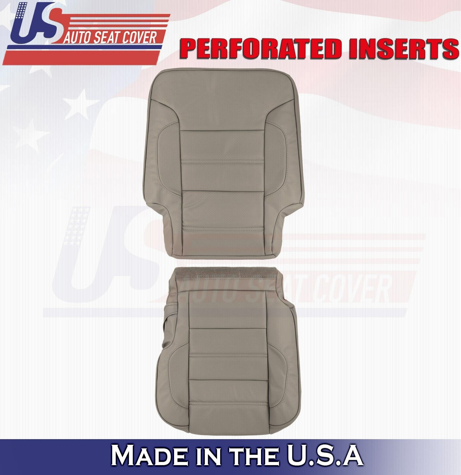 2015 For GMC Sierra Denali 2nd Row Driver Top & Bottom Leather Seat Covers Tan