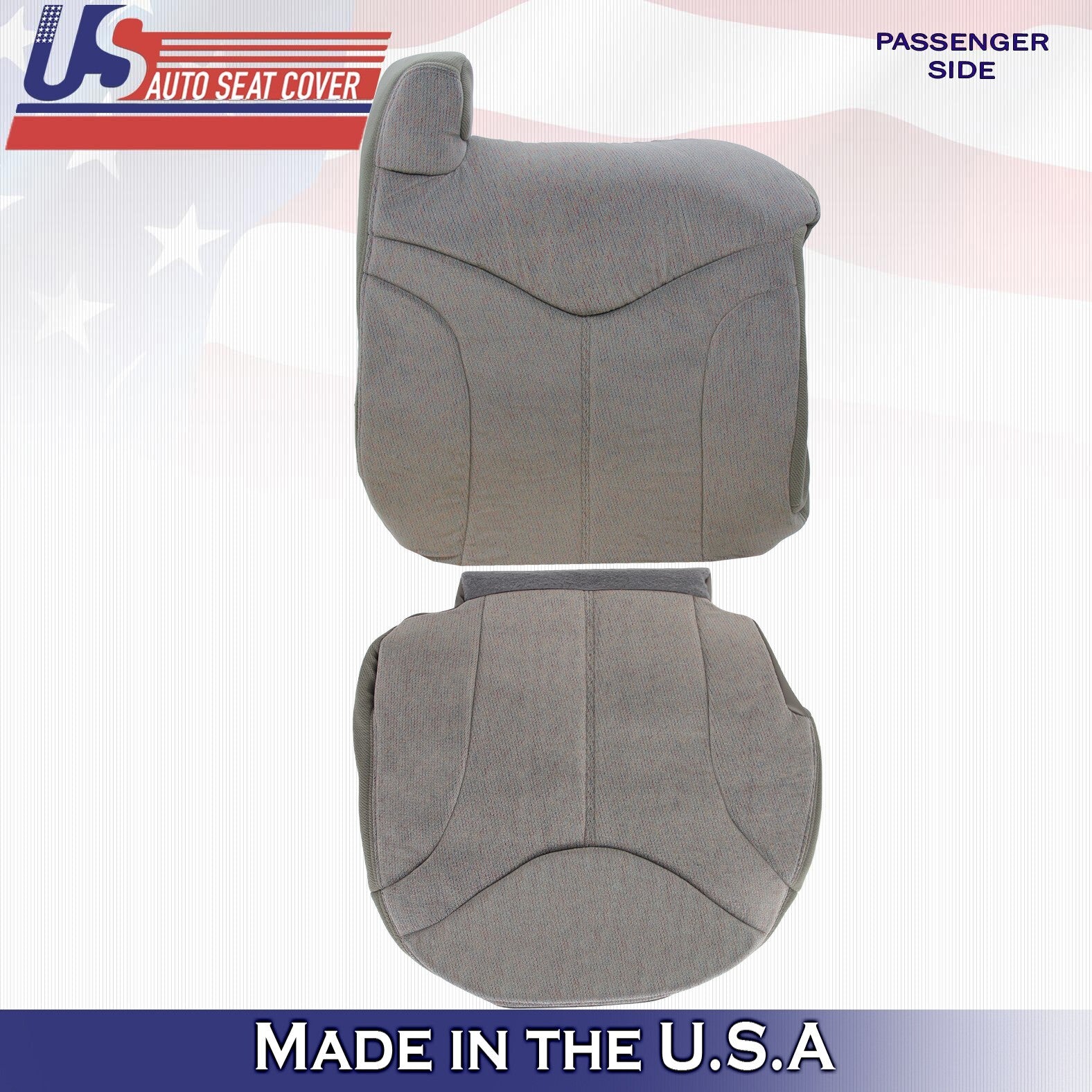 1999 2000 2001 2002 Fits GMC Yukon Passenger Bottom & Top Cloth Cover Gray