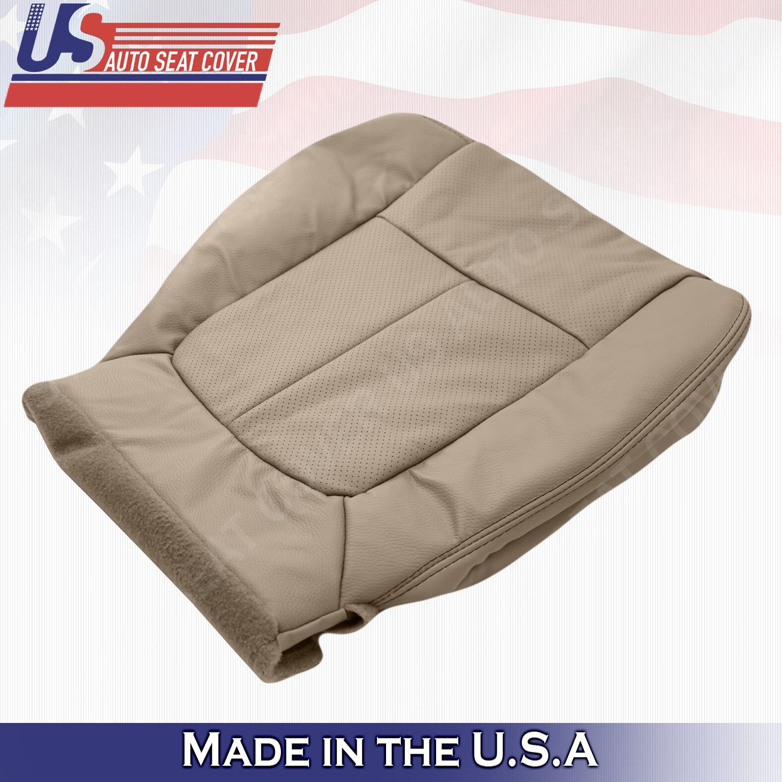 2011 to 2014 Fits Ford F150 Lariat Driver Bottom Perforated Leather Cover Tan