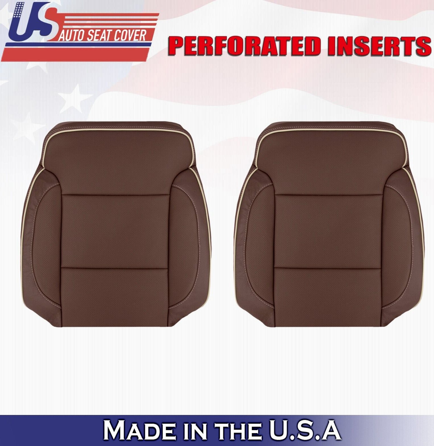 2015 For Chevy Silverado High Country Driver Passenger Top Leather Covers Brown