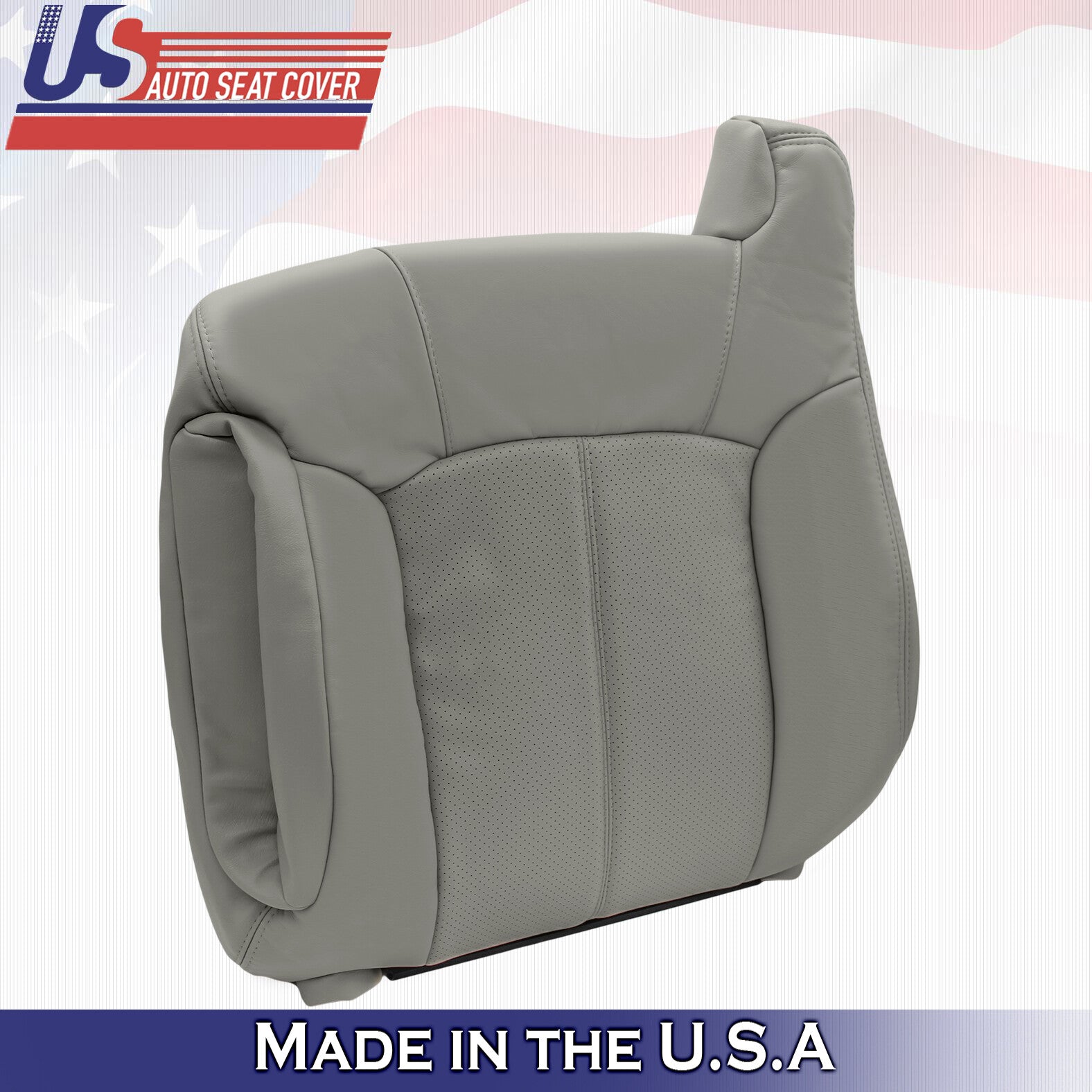 2002 For Cadillac Escalade Driver Side Top Perforated Leather Seat Cover Gray