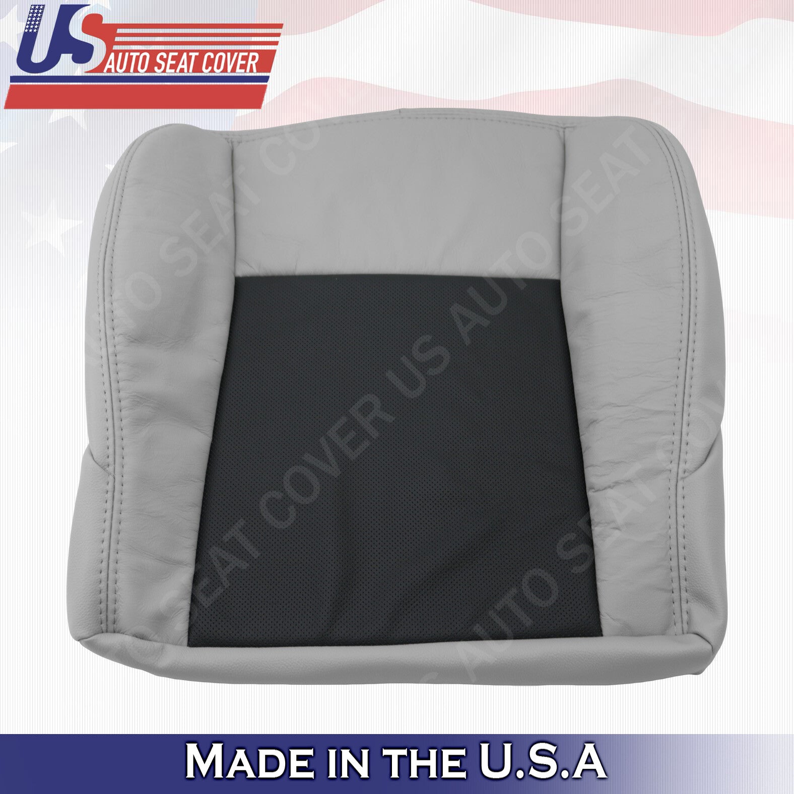 2003 to 2007 Cadillac CTS DRIVER Bottom Perforated Leather Seat Cover Black/Gray