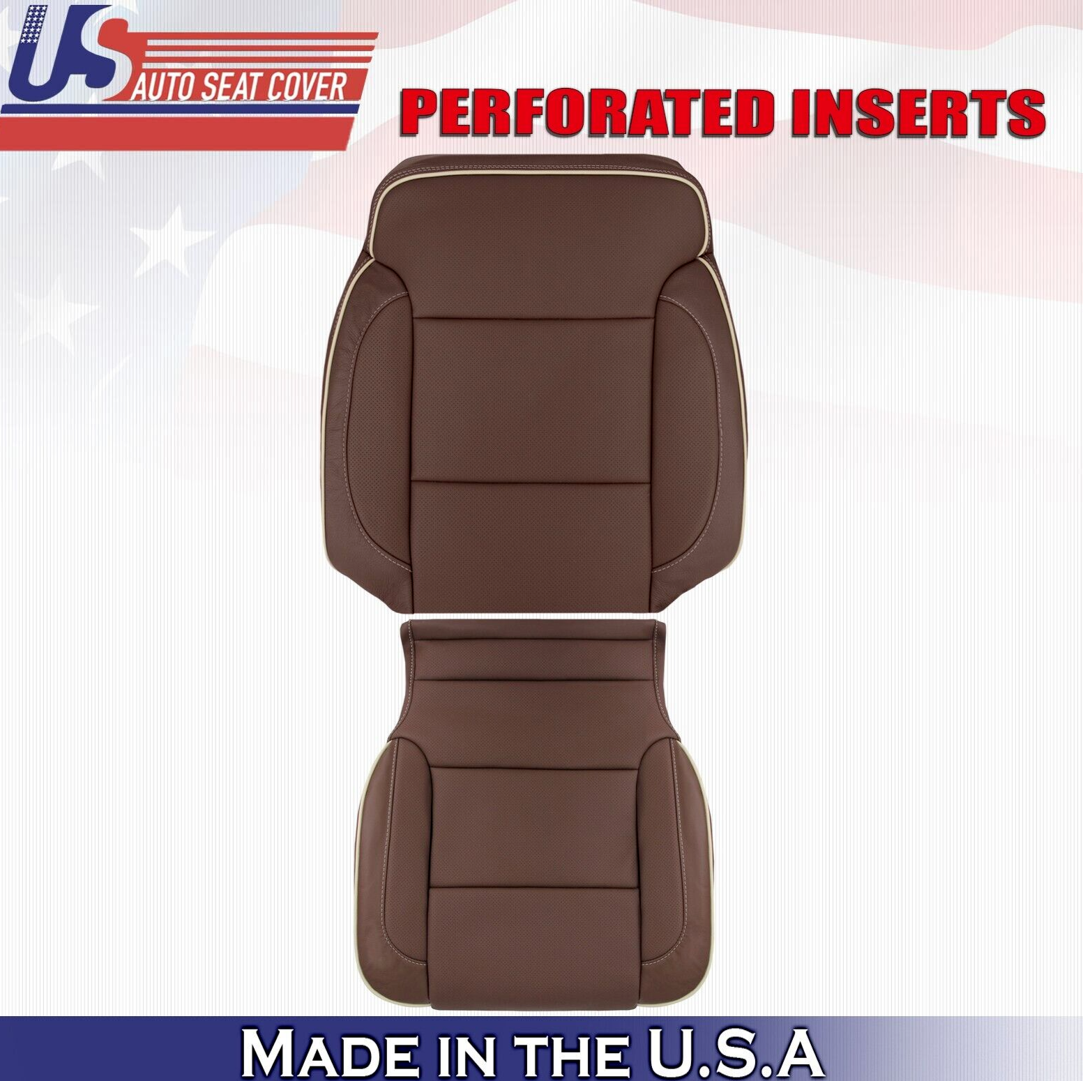2017 For Chevy Silverado High Country Driver Top & Bottom Leather Covers Brown