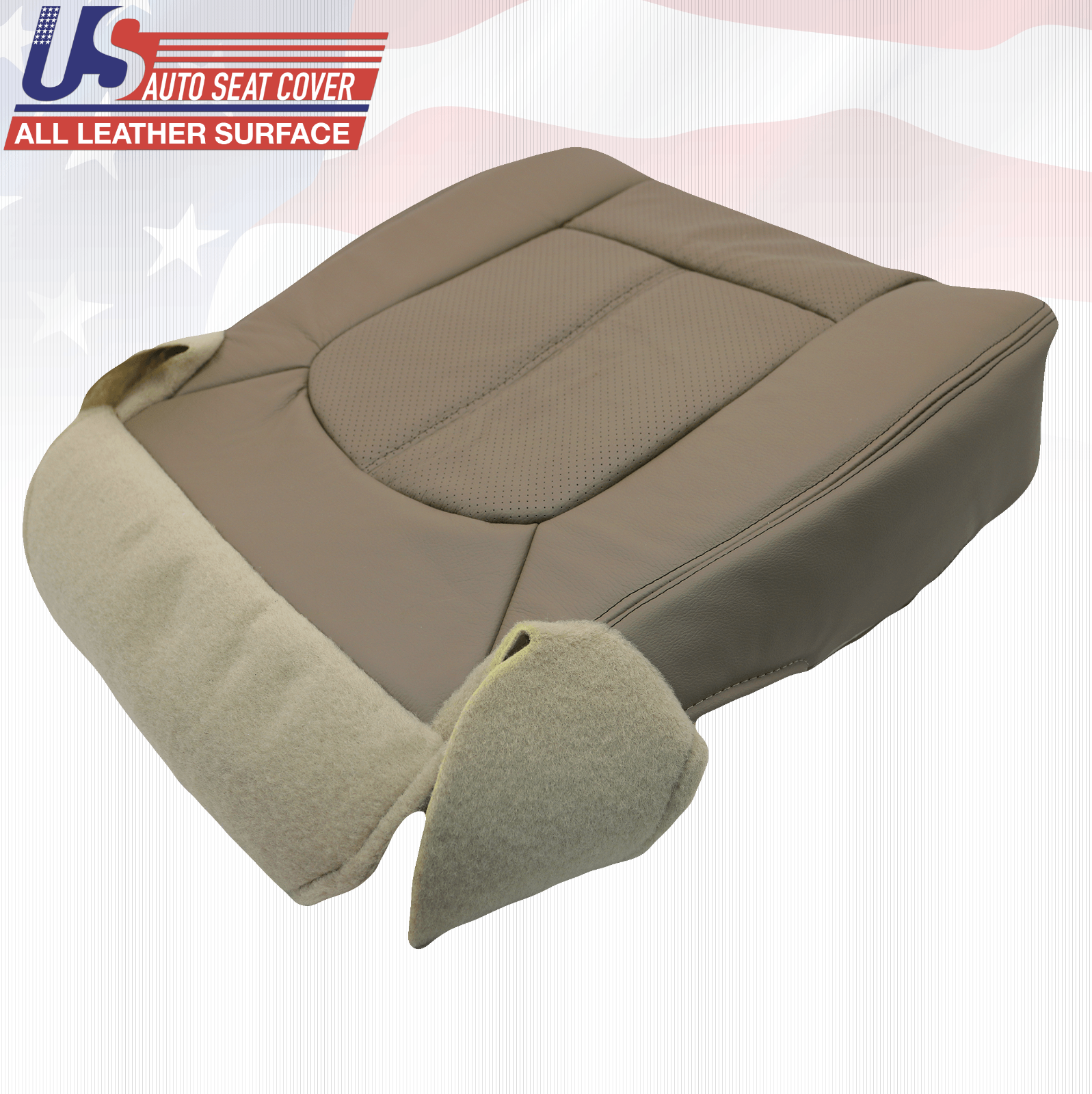 2014 Ford F250 Lariat Driver & Passenger Bottom Cover Perforated Leather Tan