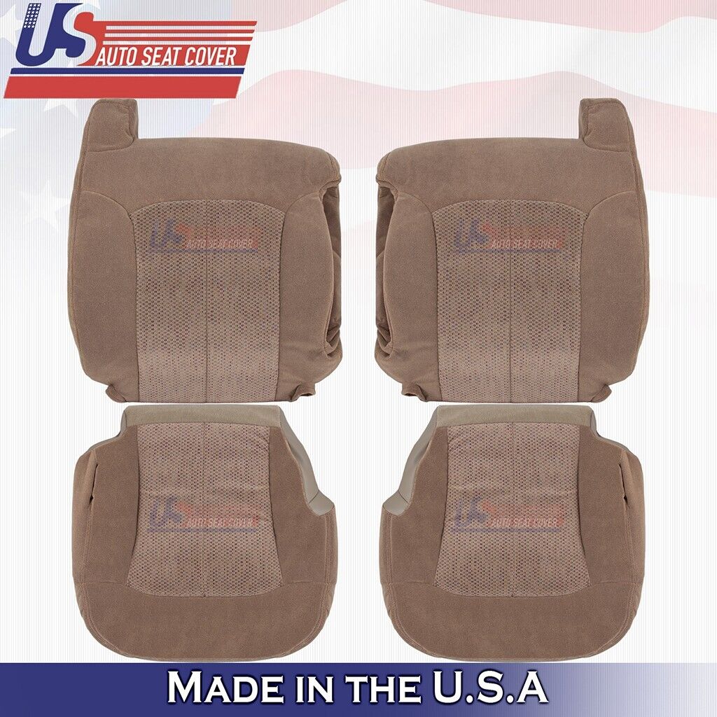 1999 to 2002 Fits Chevy Silverado Front Set Bottoms &Tops Cloth Cover Dark Tan