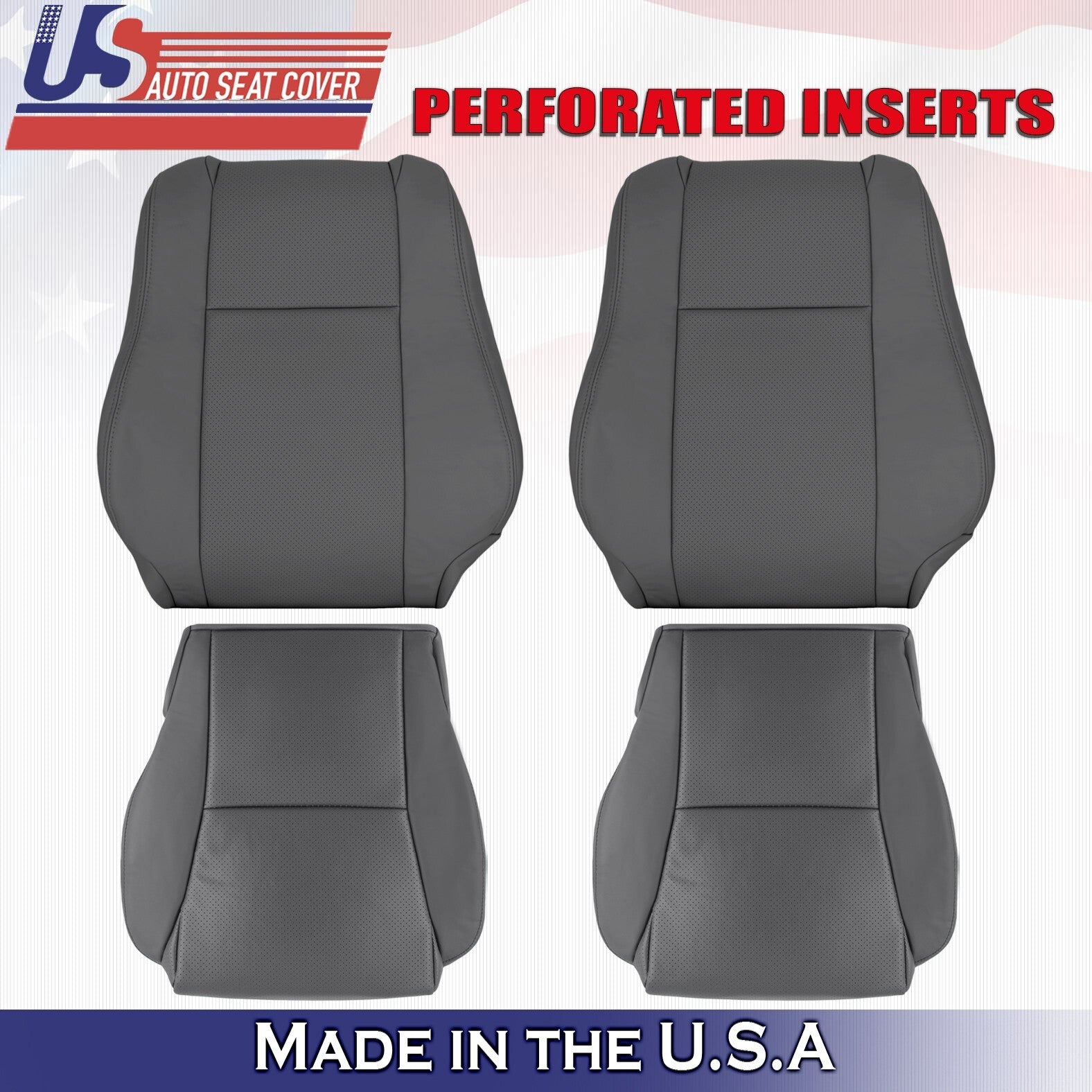 2004 - 2008 FOR Toyota Solara Driver & Passenger Bottoms&Tops Leather Cover Gray