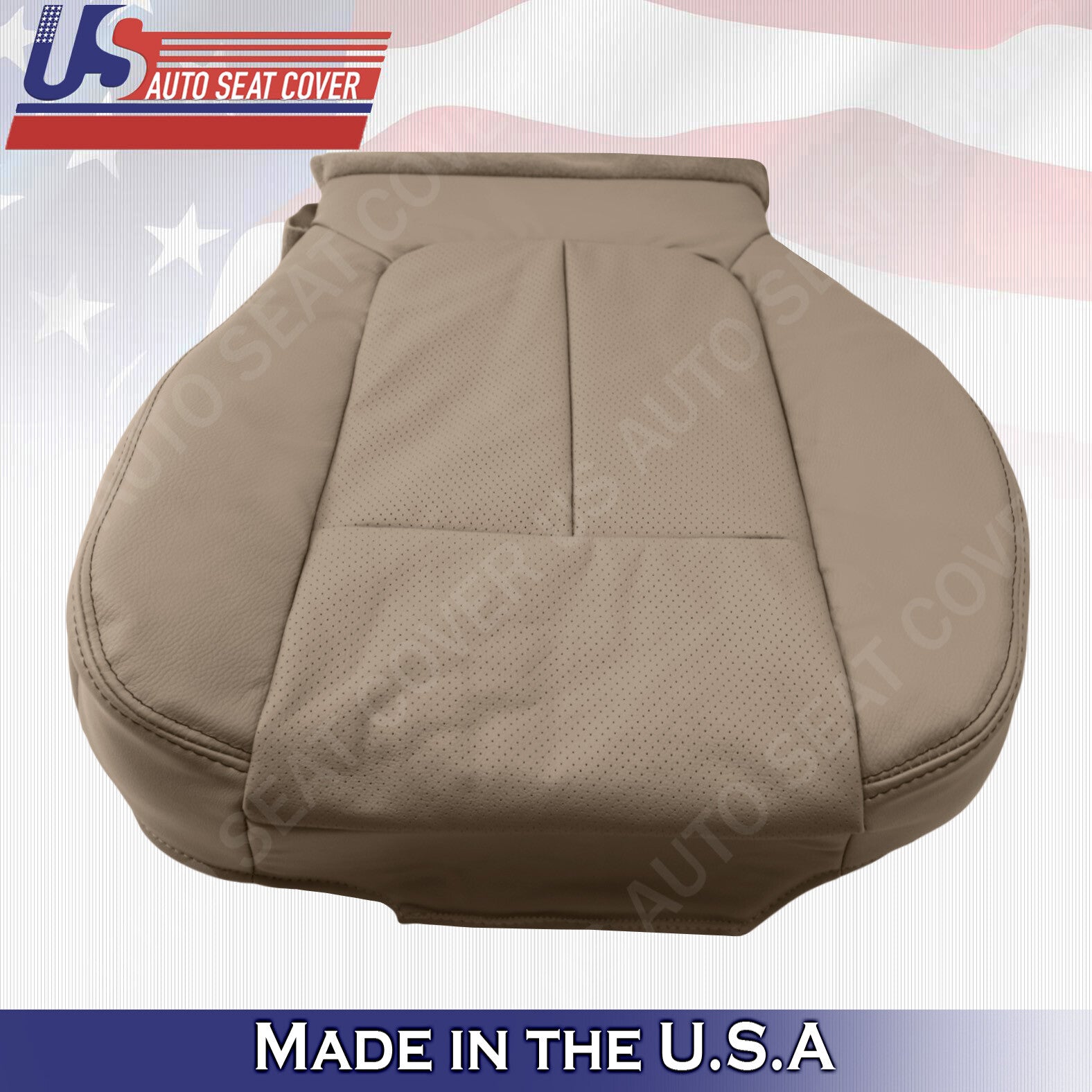 Driver Bottom Perforated Leather Cover Tan 2011 to 2014 Fits Ford F150 Lariat