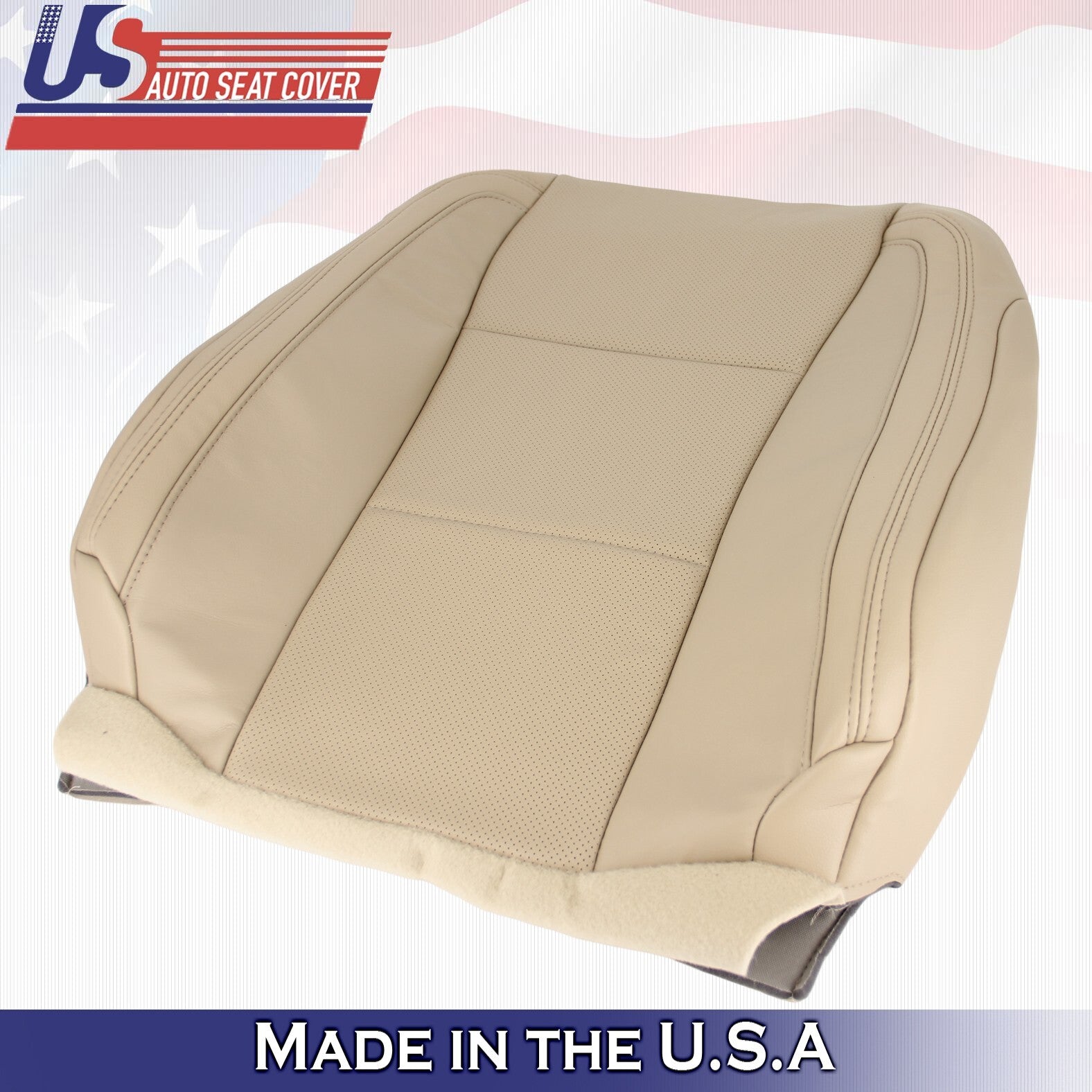 2015 to 2017 Fits Ford F150 Lariat Driver &Passenger Tops Leather Covers Tan
