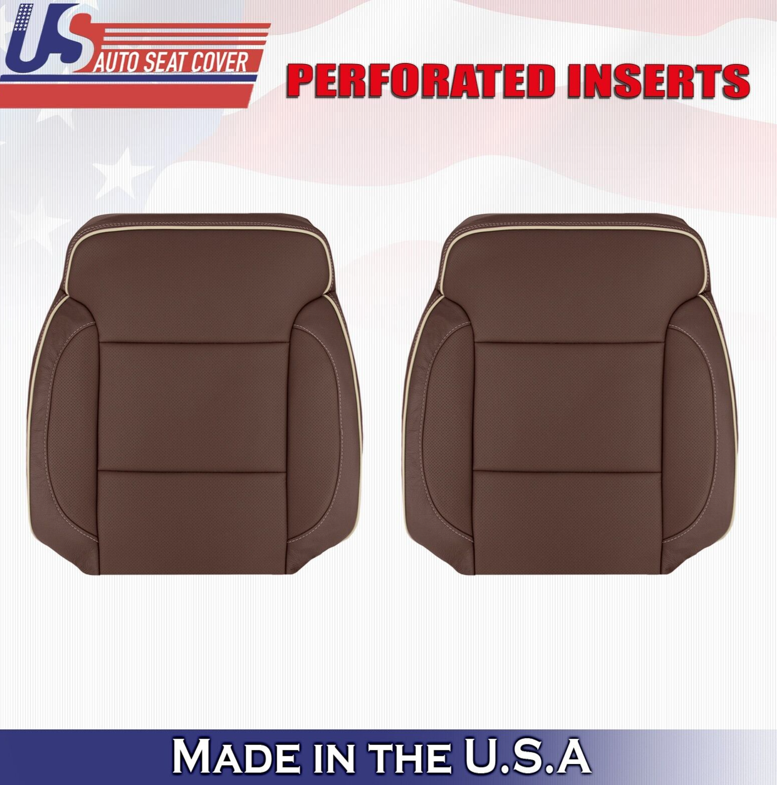 2019 For Chevy Silverado High Country Driver Passenger Top Leather Covers Brown