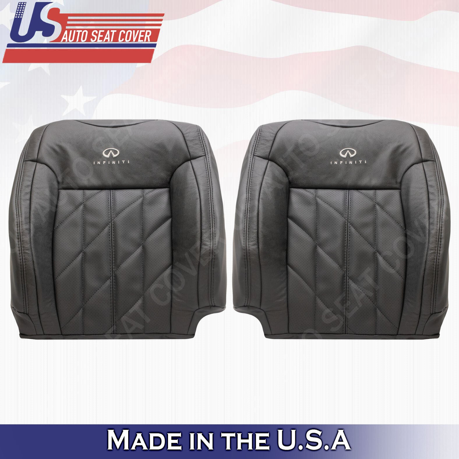 2009 to 2017 Infinity FX37 FX35 Driver & Passenger Tops Leather Seat Cover Black