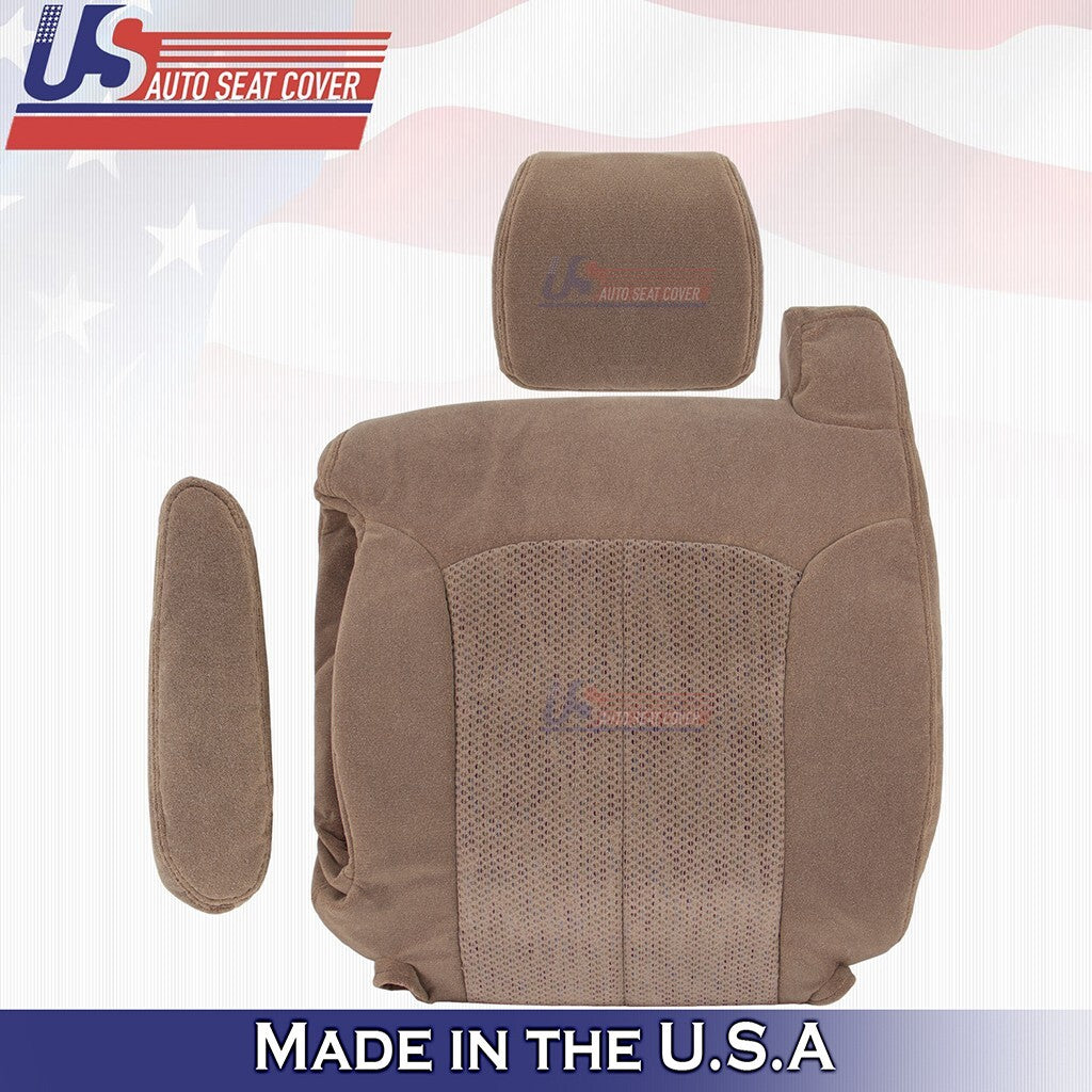 1999 to 2002 For Chevy Silverado Driver Headrest/Armrest/Top Cloth Cover Dk Tan
