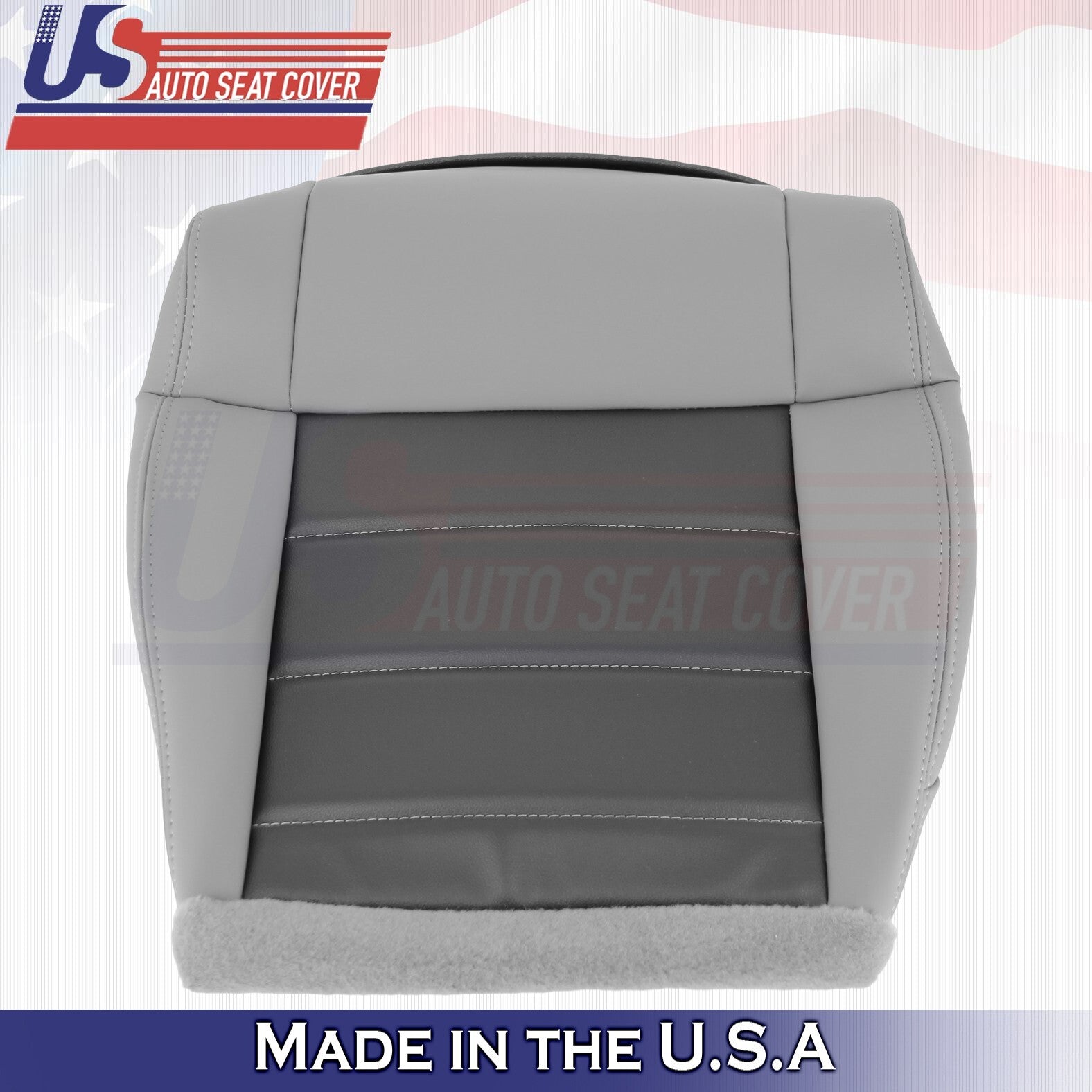 2010 For Jeep Wrangler Front Passenger Bottom Synthetic Leather Seat Cover Gray