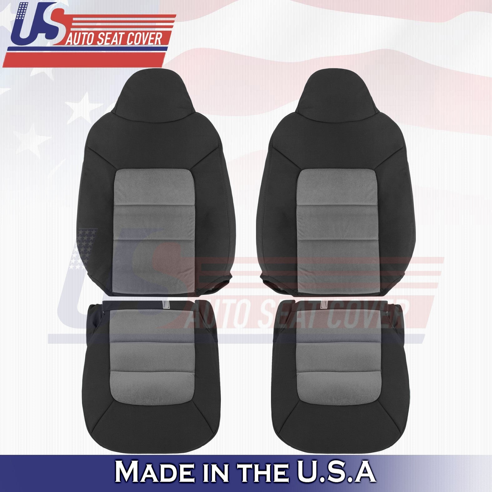 2003 to 2004 For Ford Expedition 2 Top & 2 Bottom Cloth Seat Covers 2 Tone Gray