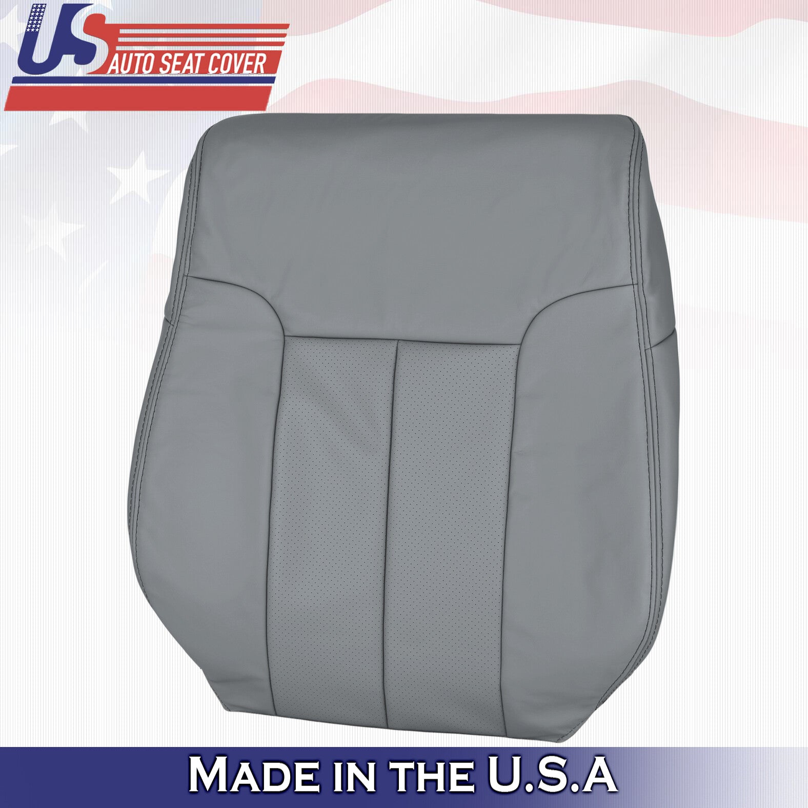 2014 Ford F150 Driver Side Top & Bottom Perforated Leather Seat Covers Gray