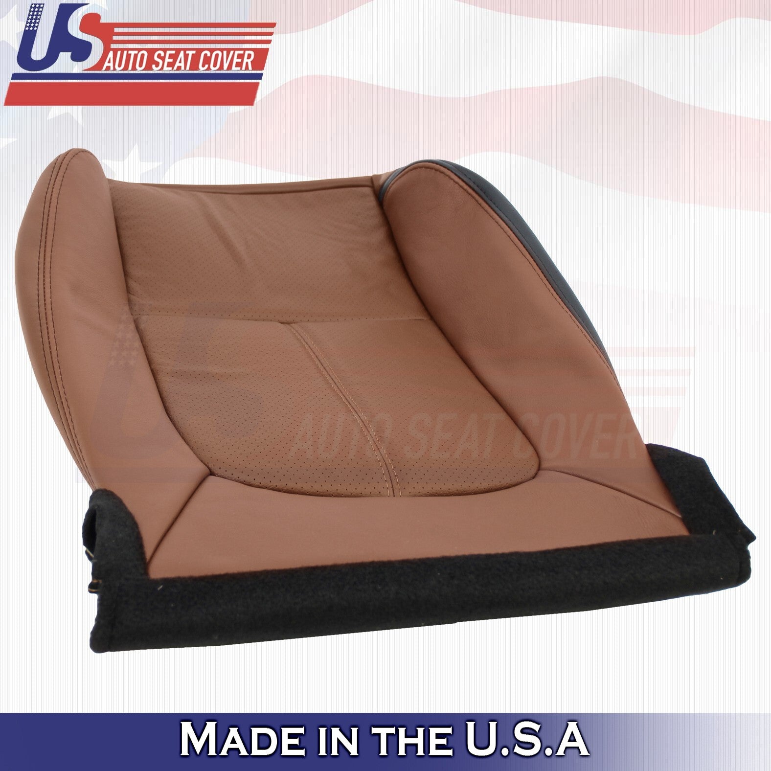 2013 to 2016 For Ford F450 Platinum Passenger Top & Bottom Leather Covers Brown