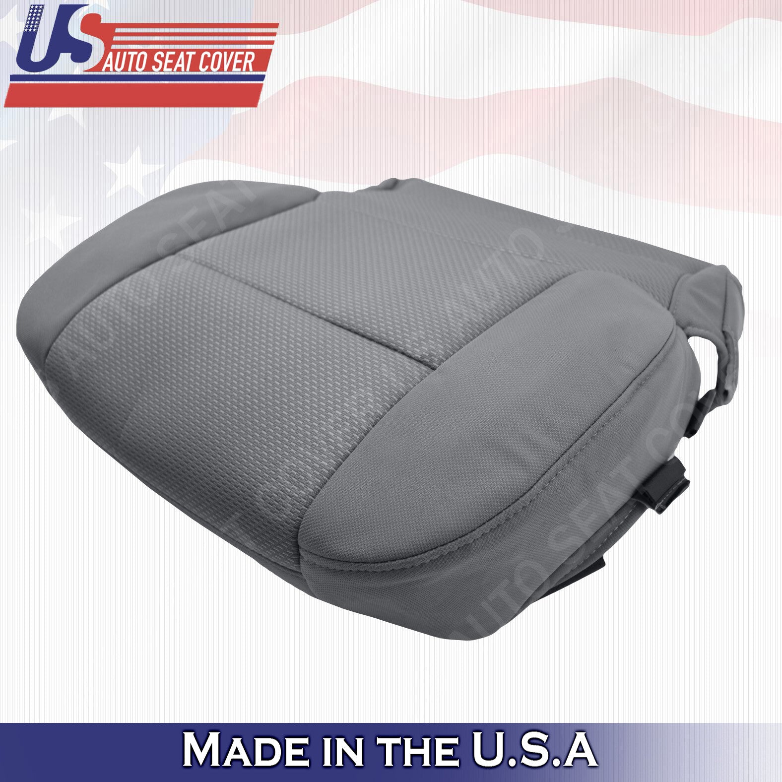 Driver & Passenger Bottom Cloth Seat Cover Gray 2014 to 2019 For Chevy Silverado