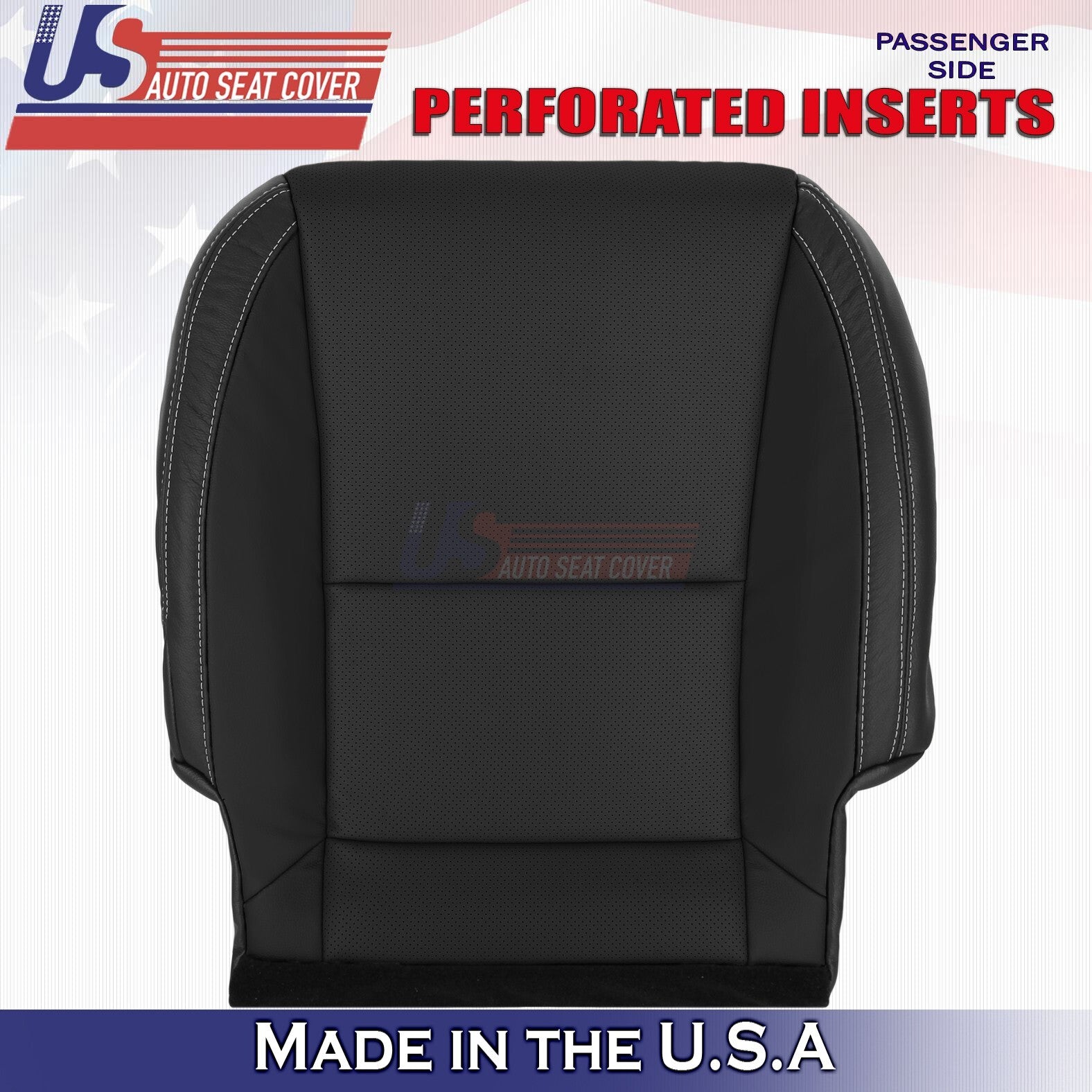 2010-2015 For Chevy Camaro Driver &Passenger Bottoms-Tops Leather Cover Black