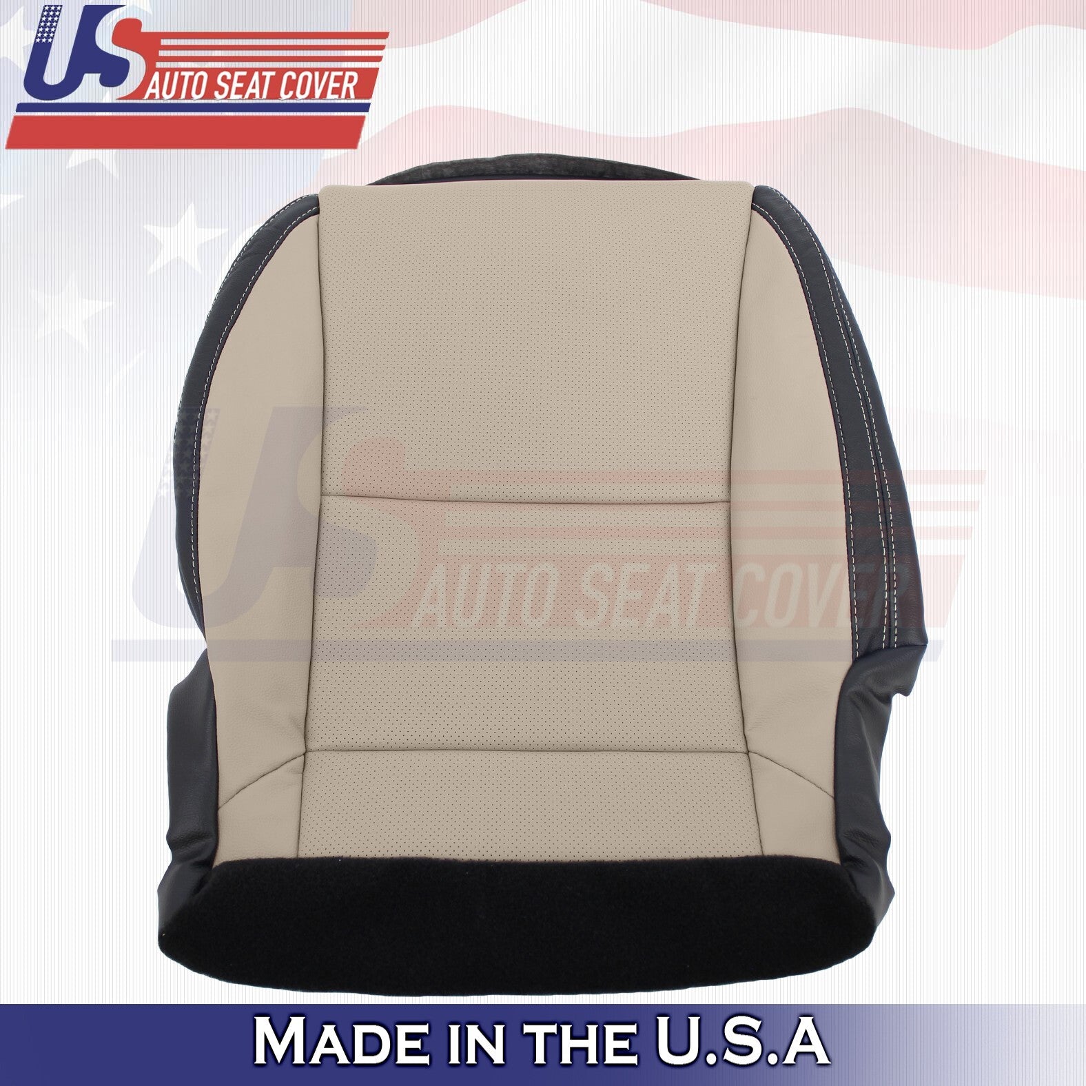 2010 to 2015 For Chevy Camaro Passenger Bottom Leather Cover Beige/Black