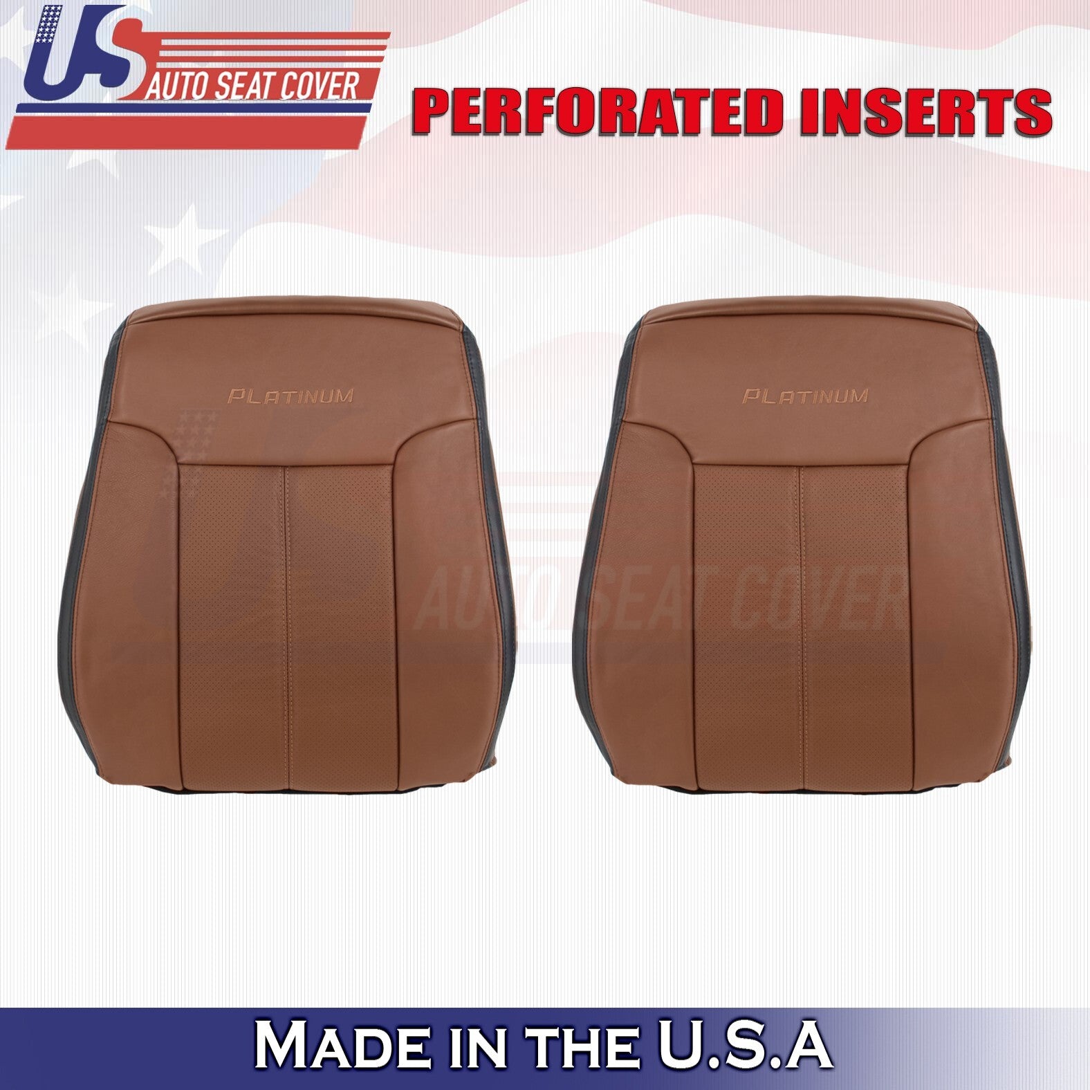 2013 to 2016 For Ford F450 Platinum Driver & Passenger Top Leather Covers Brown