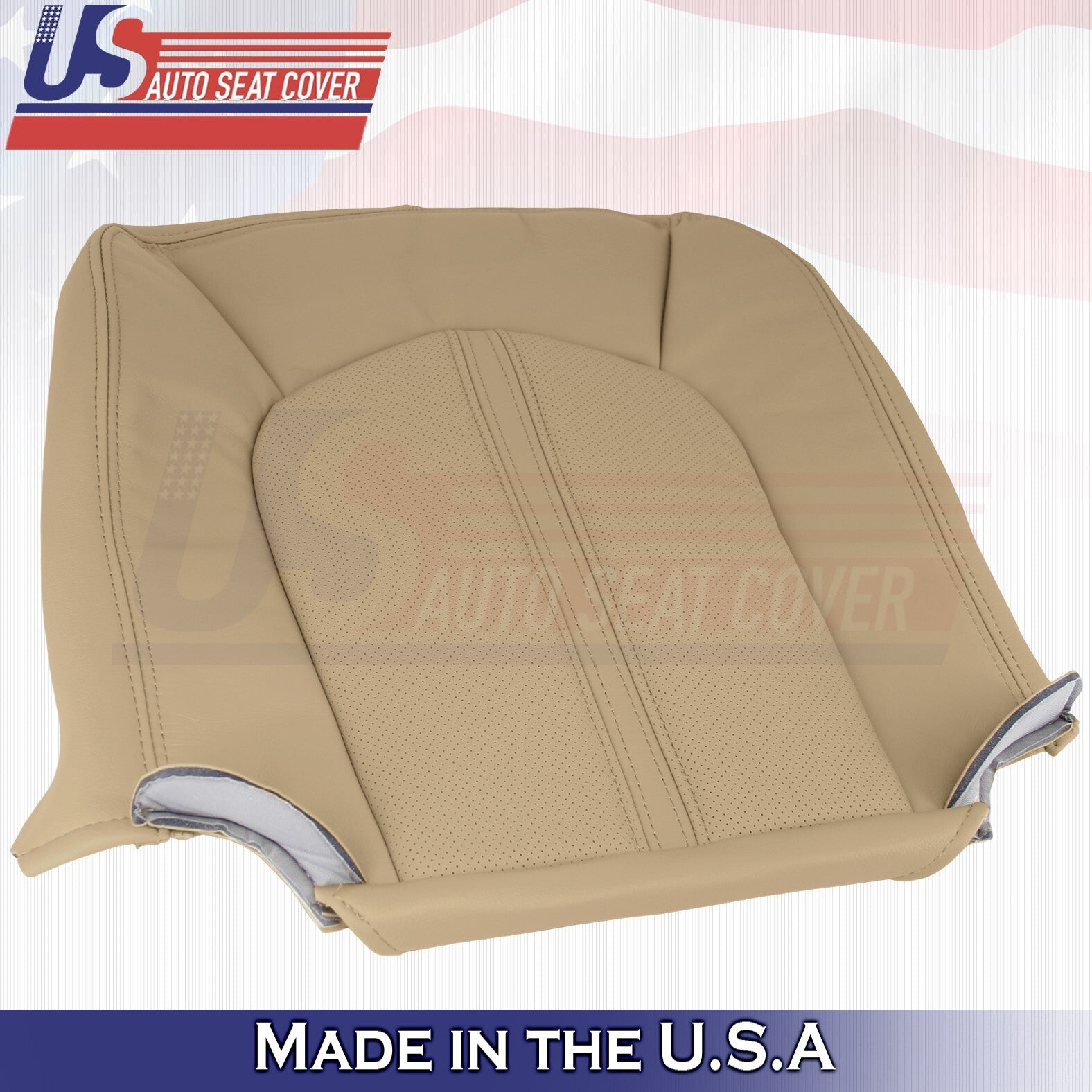 2008 to 2013 For Cadillac CTS Front Driver Top & Bottom Leather Seat Covers Tan
