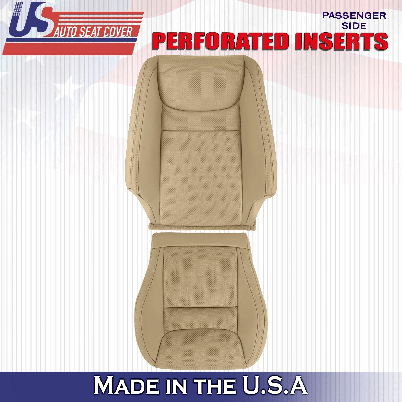 2000 to 2002 For Toyota Highlander Passenger Top & Bottom Leather Covers Tan