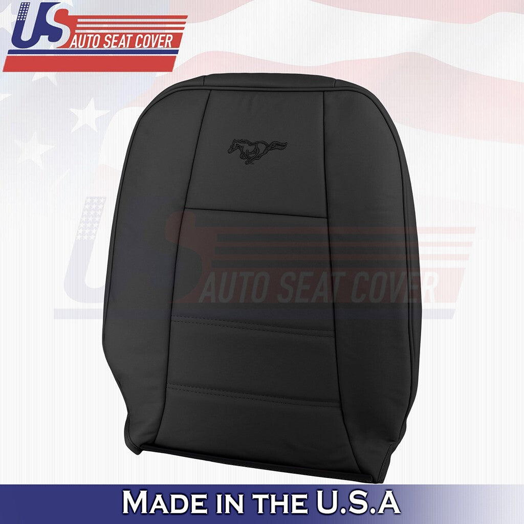 1999 to 2004 Fits Ford Mustang V6 Front Set Bottom & Top Leather Seat Covers BLK