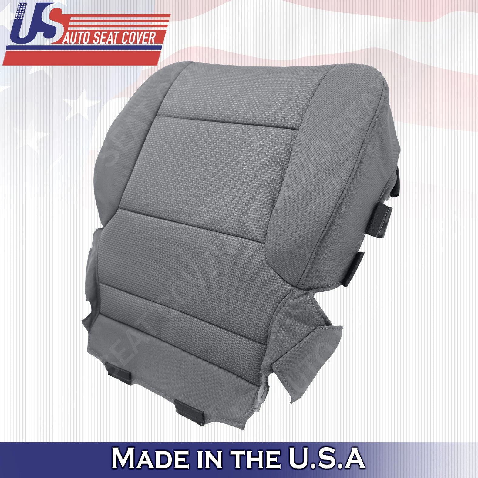 Driver & Passenger Bottom Cloth Seat Cover Gray 2014 to 2019 For Chevy Silverado