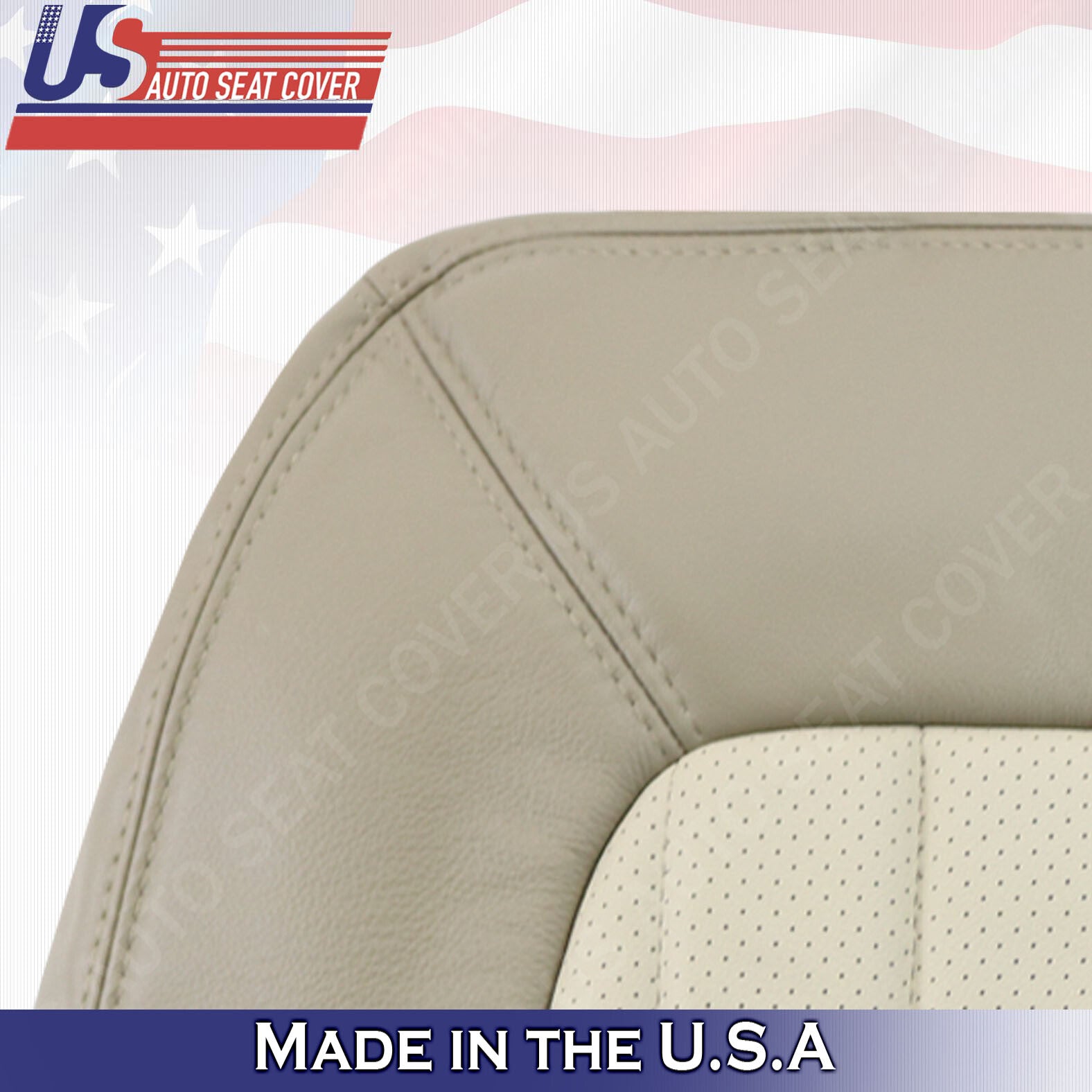 2002 TO 2005 Mercury Mountaineer Driver Top Perforated Leather Cover 2-tone Tan