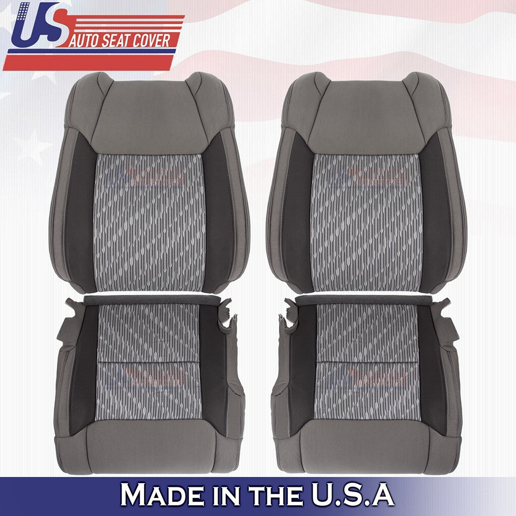 2014-2021 For Toyota Tundra Driver & Passenger Top Bottom Cloth Cover 2Tone Gray