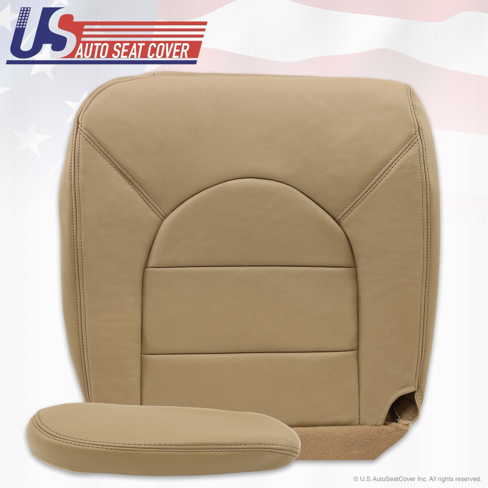 1999 Ford F250 F350 Lariat Driver Bottom Leather Seat Cover & Armrest Tan